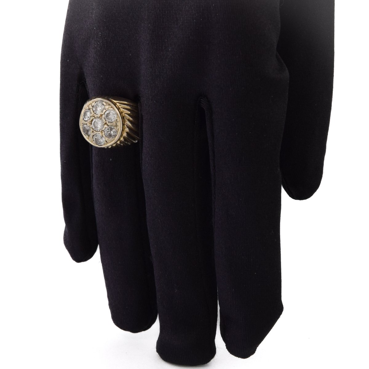 Anello vintage in oro 18 carati con diamanti naturali a cluster floreale    AN326 (00719)-photo-4