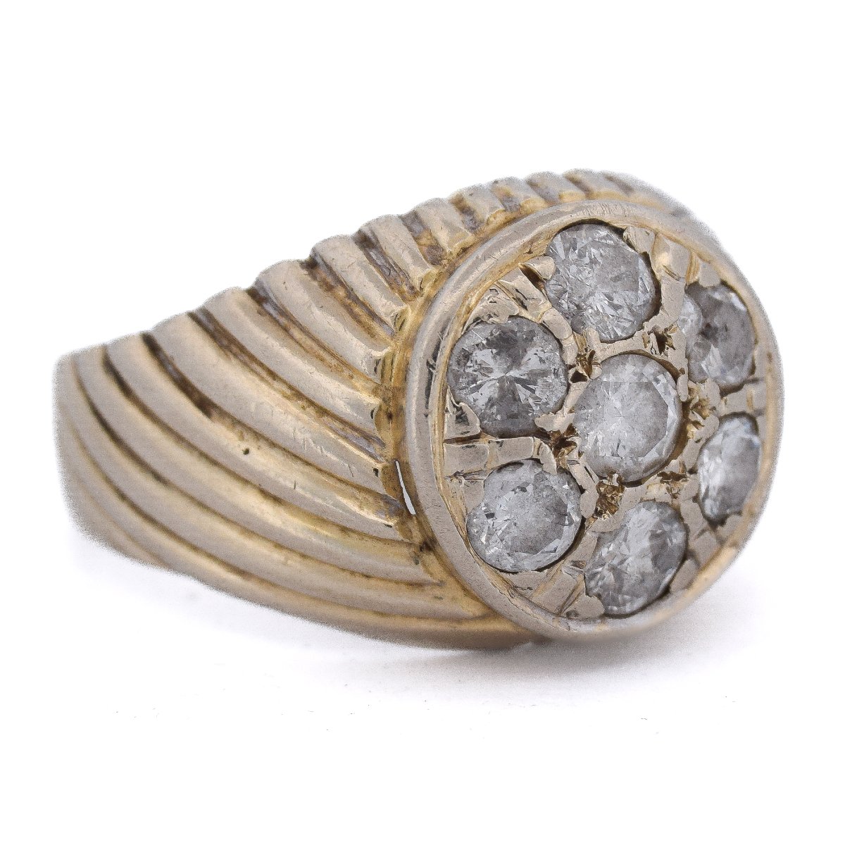 Anello vintage in oro 18 carati con diamanti naturali a cluster floreale    AN326 (00719)-photo-1