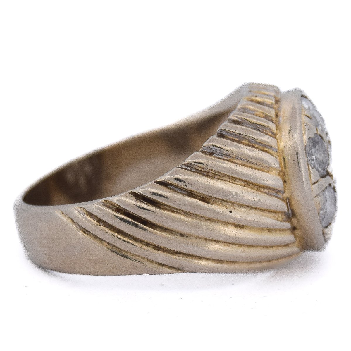 Anello vintage in oro 18 carati con diamanti naturali a cluster floreale    AN326 (00719)-photo-2