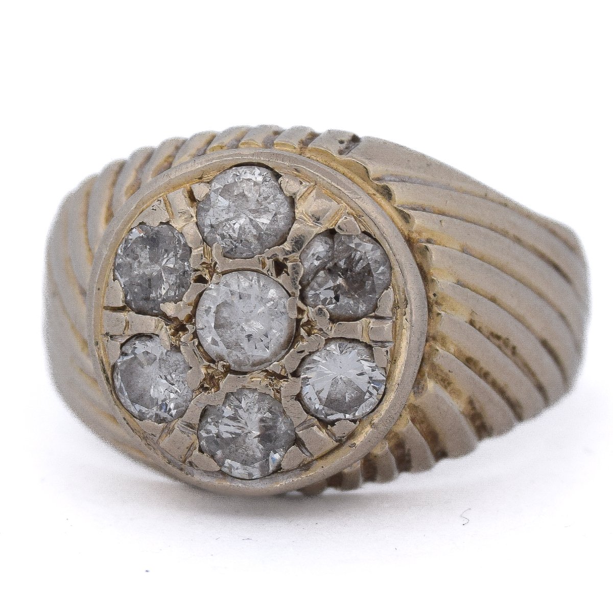 Anello vintage in oro 18 carati con diamanti naturali a cluster floreale    AN326 (00719)-photo-4