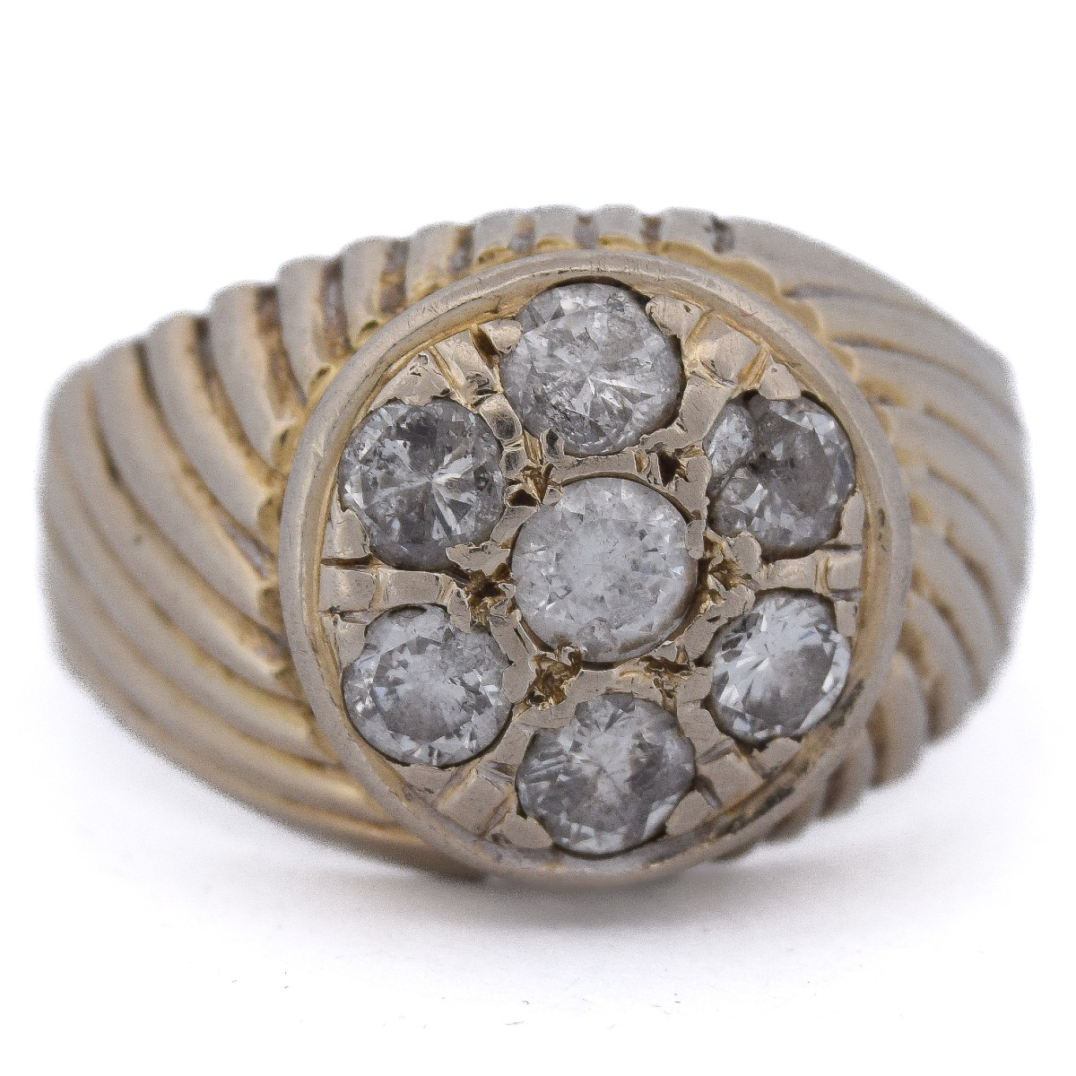 Anello vintage in oro 18 carati con diamanti naturali a cluster floreale    AN326 (00719)