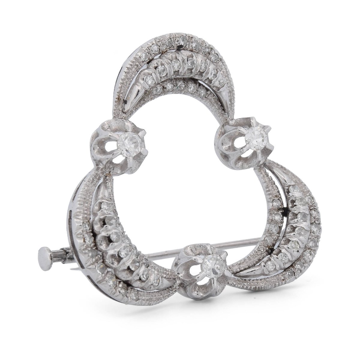 Spilla Vintage in Oro Bianco 18 Carati e Diamanti 1,5 Carati       SP11 116-31 (05719)-photo-3