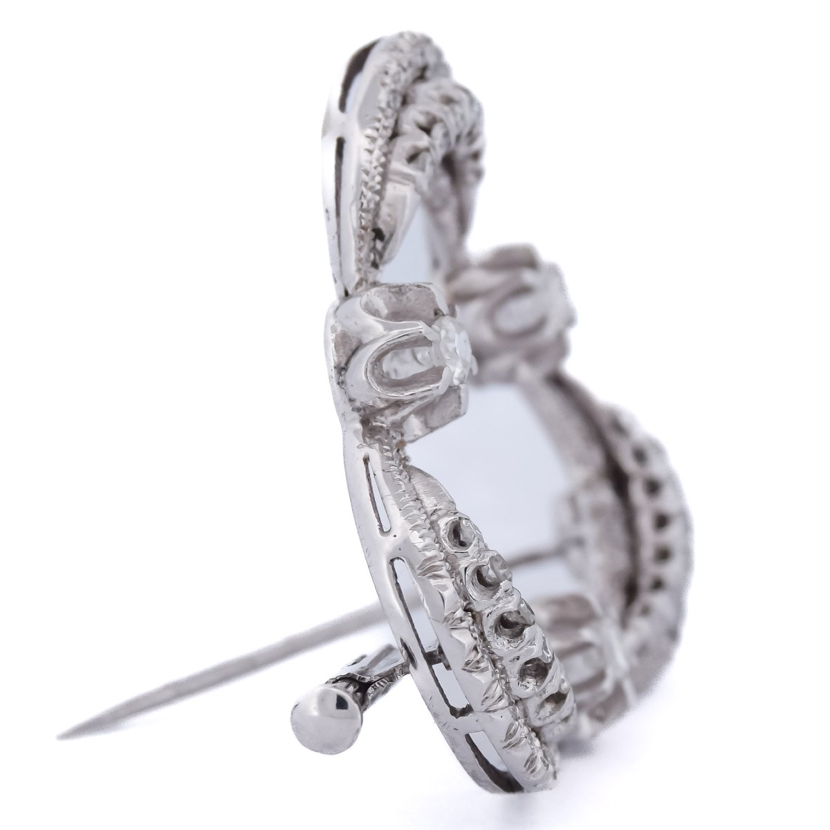 Spilla Vintage in Oro Bianco 18 Carati e Diamanti 1,5 Carati       SP11 116-31 (05719)-photo-1