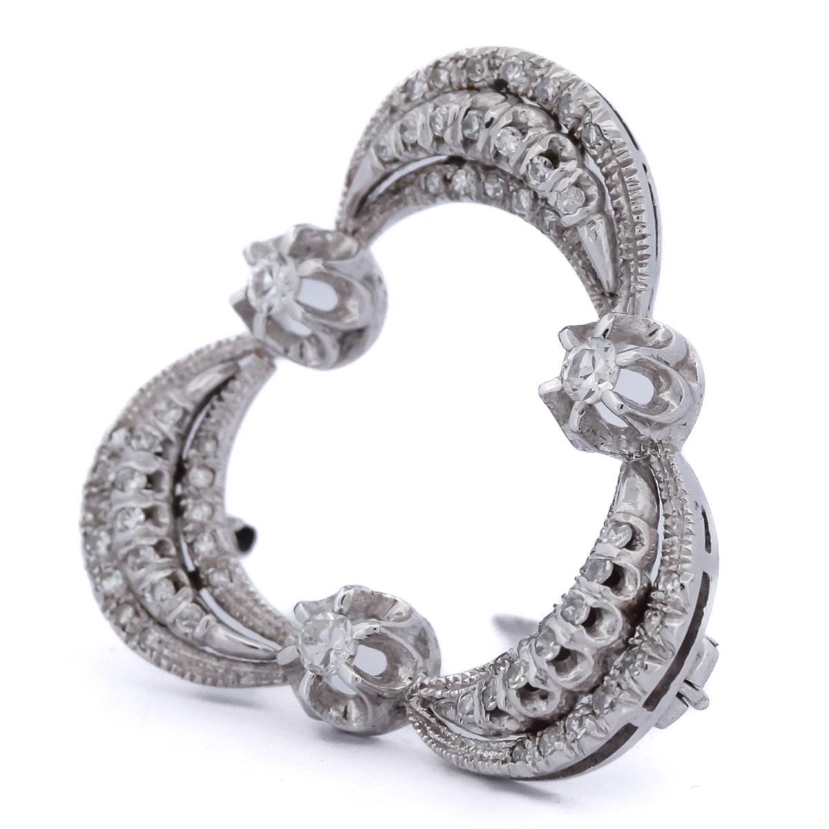 Spilla Vintage in Oro Bianco 18 Carati e Diamanti 1,5 Carati       SP11 116-31 (05719)-photo-3