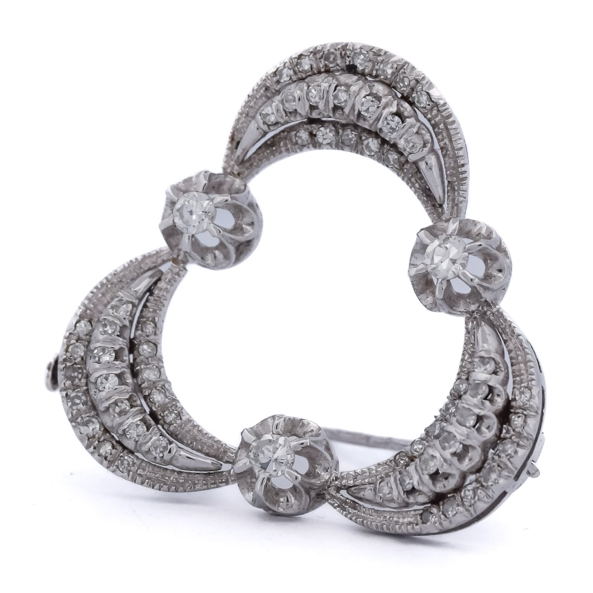 Spilla Vintage in Oro Bianco 18 Carati e Diamanti 1,5 Carati       SP11 116-31 (05719)-photo-4