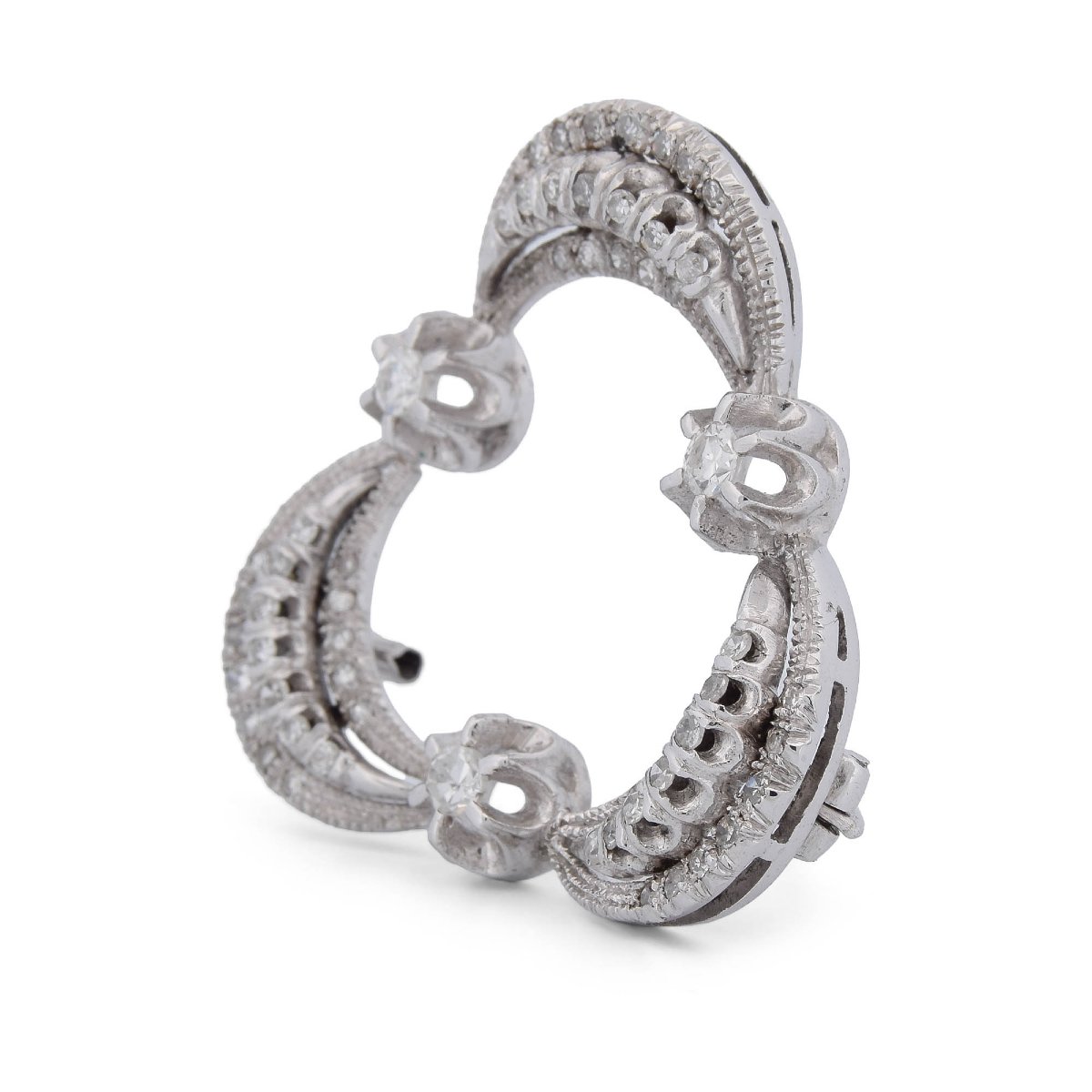 Spilla Vintage in Oro Bianco 18 Carati e Diamanti 1,5 Carati       SP11 116-31 (05719)-photo-3