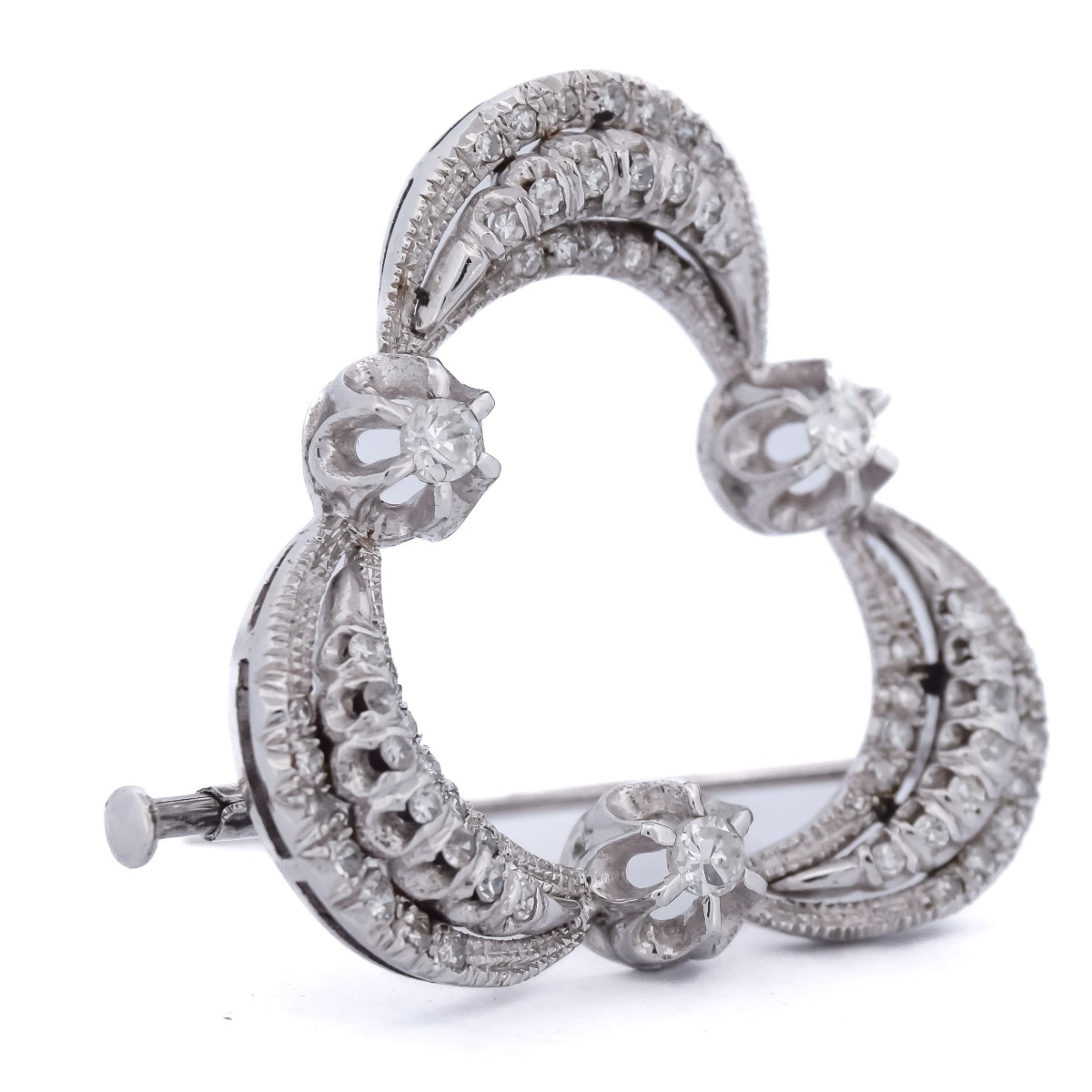 Spilla Vintage in Oro Bianco 18 Carati e Diamanti 1,5 Carati       SP11 116-31 (05719)