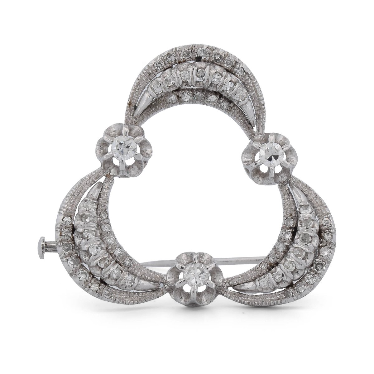 Spilla Vintage in Oro Bianco 18 Carati e Diamanti 1,5 Carati       SP11 116-31 (05719)