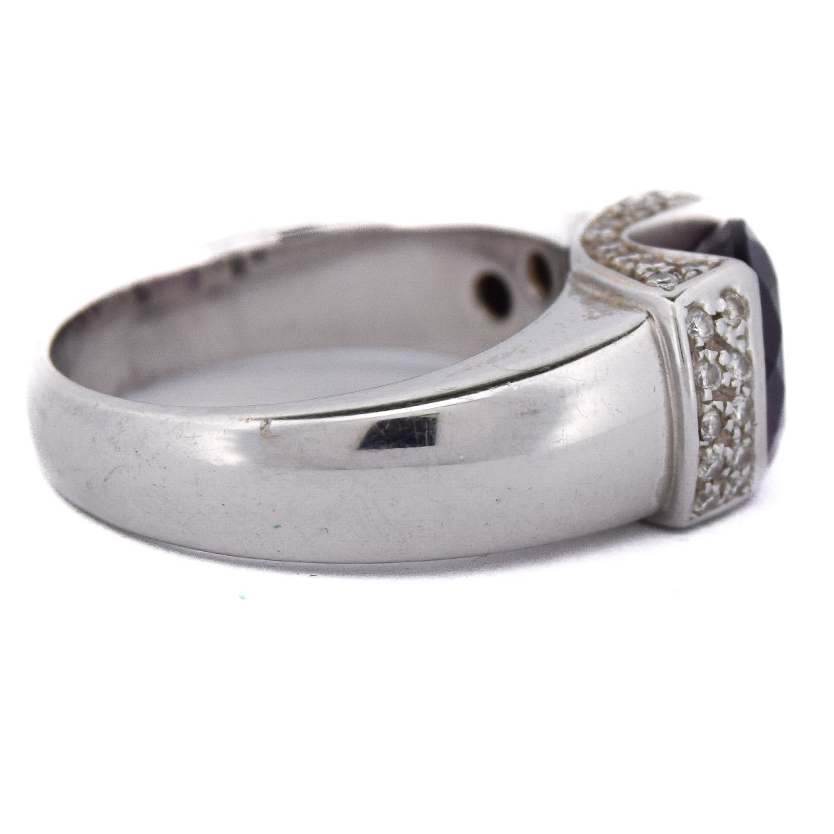 Anello Vintage in Oro 18 Carati con Ametista e Diamanti-photo-6