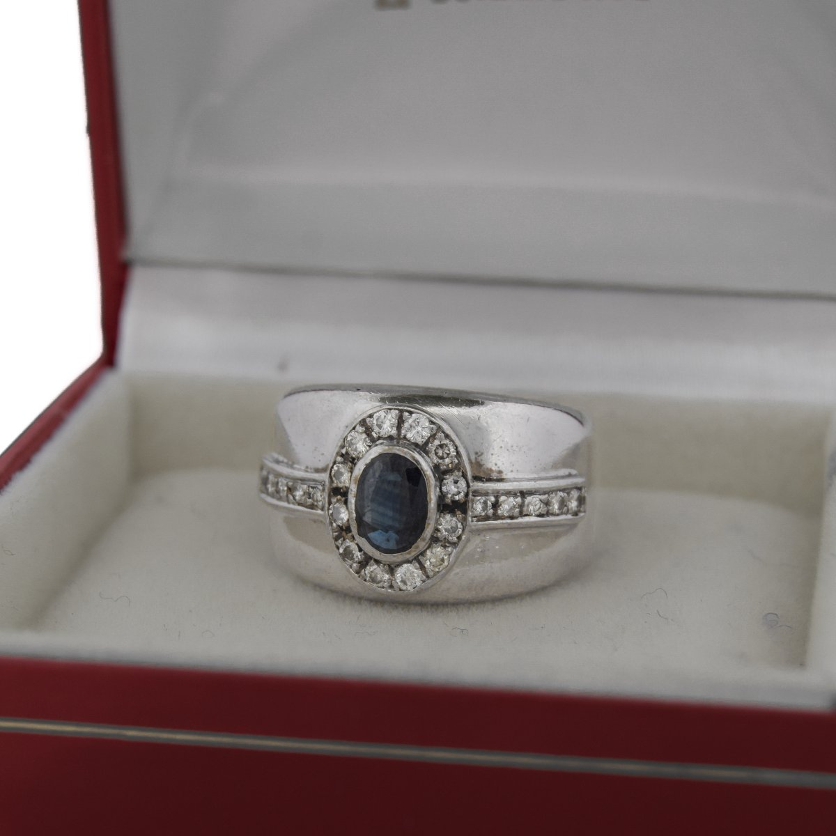 Anello Vintage Anni 90 in Oro 18 Carati con Zaffiro e Diamanti    AN498 112-368 (00419)-photo-2