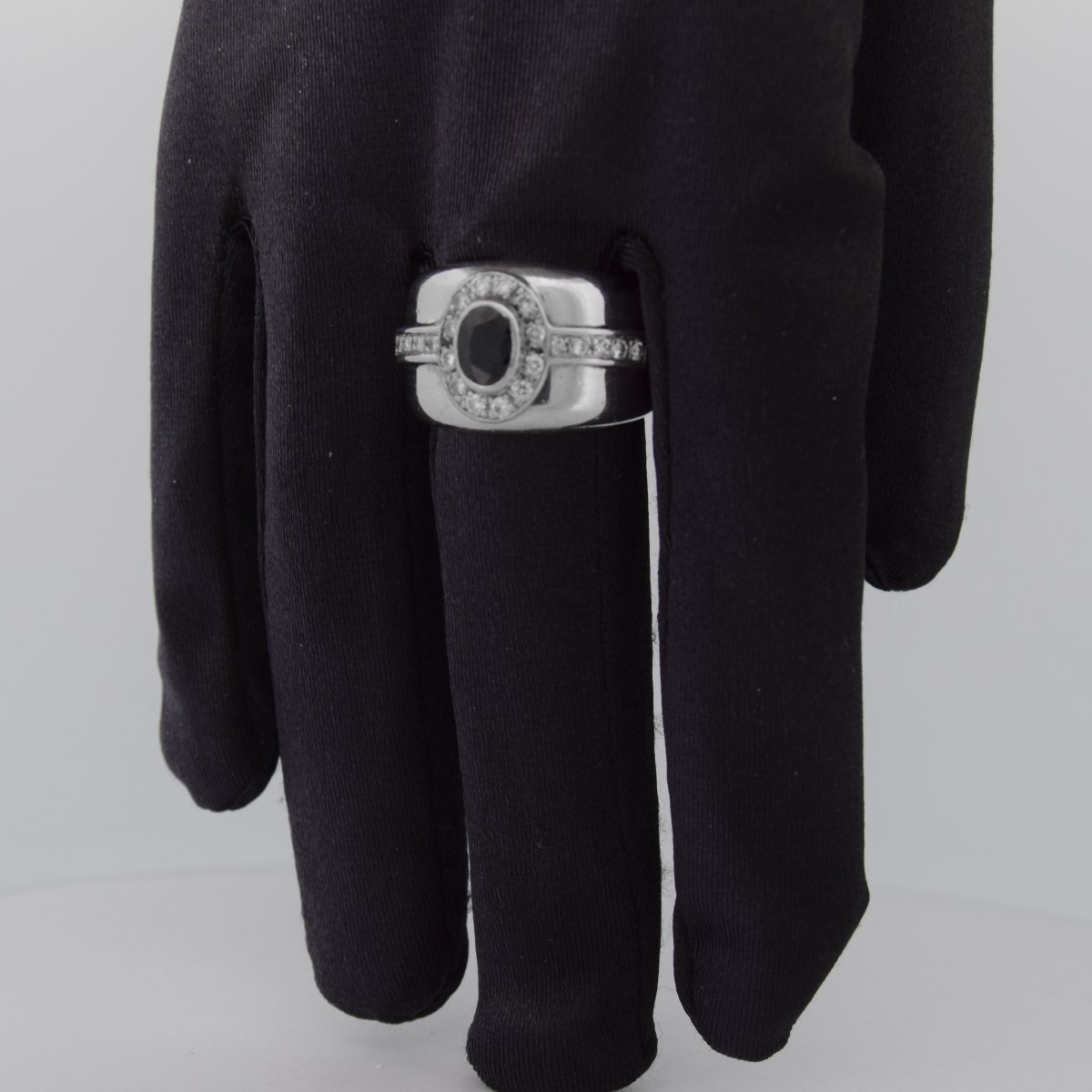 Anello Vintage Anni 90 in Oro 18 Carati con Zaffiro e Diamanti    AN498 112-368 (00419)-photo-3