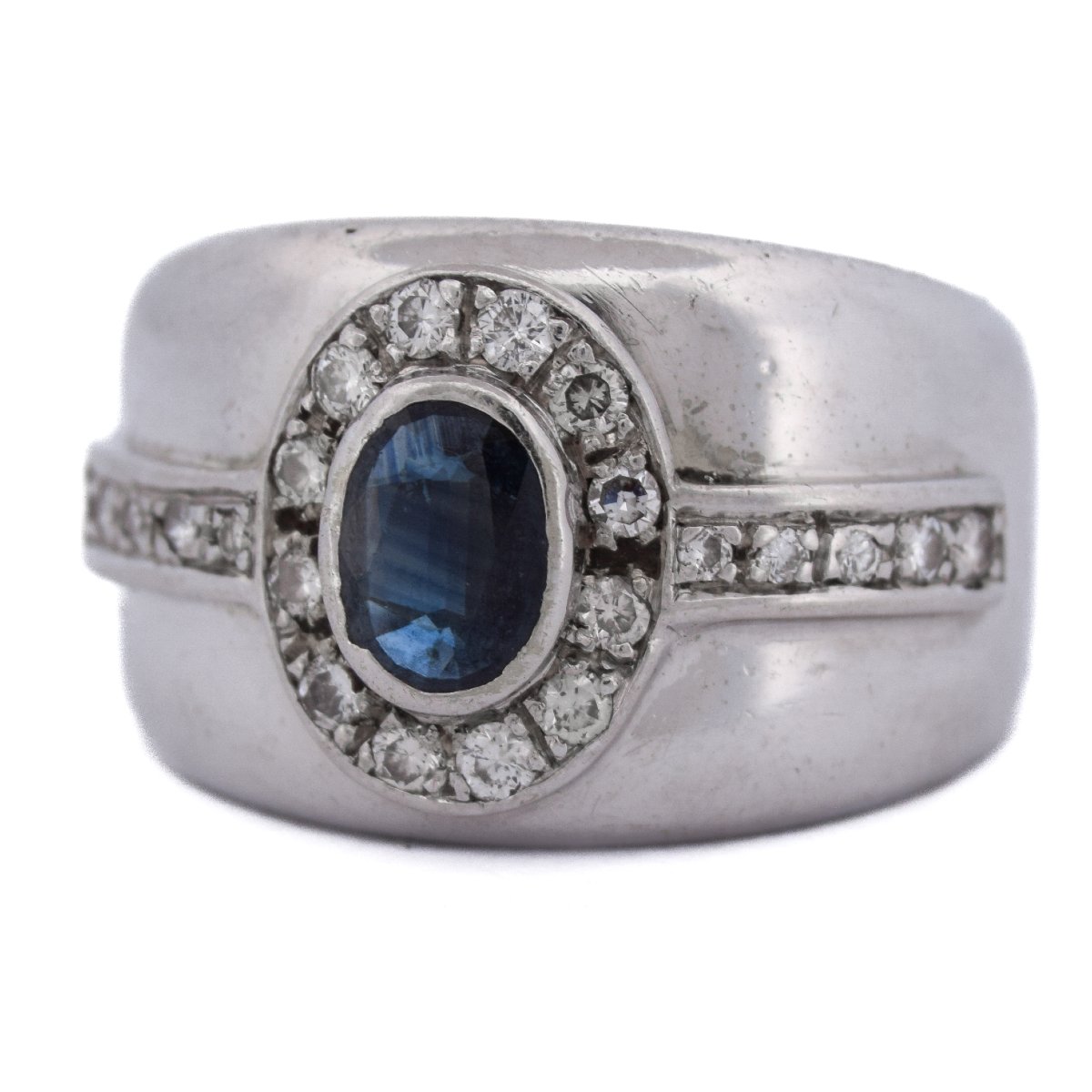 Anello Vintage Anni 90 in Oro 18 Carati con Zaffiro e Diamanti    AN498 112-368 (00419)-photo-2