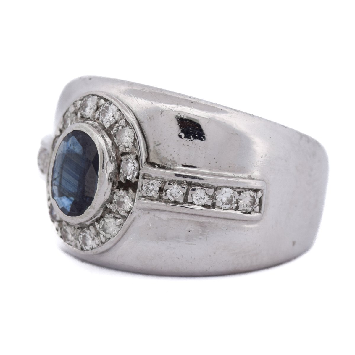 Anello Vintage Anni 90 in Oro 18 Carati con Zaffiro e Diamanti    AN498 112-368 (00419)-photo-3