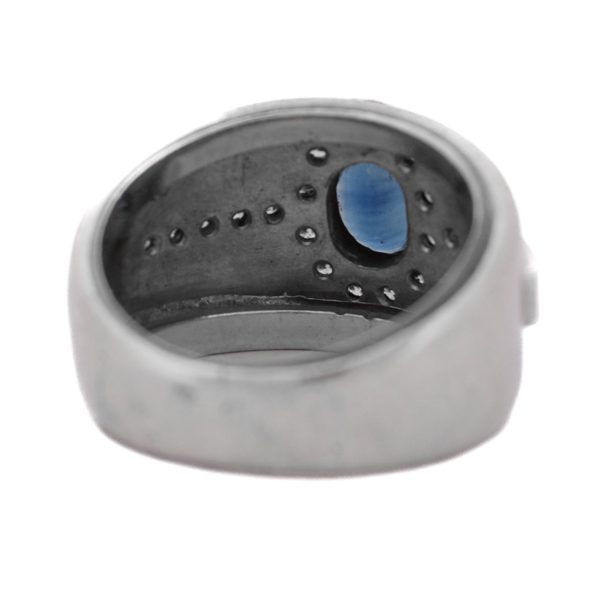 Anello Vintage Anni 90 in Oro 18 Carati con Zaffiro e Diamanti    AN498 112-368 (00419)-photo-4