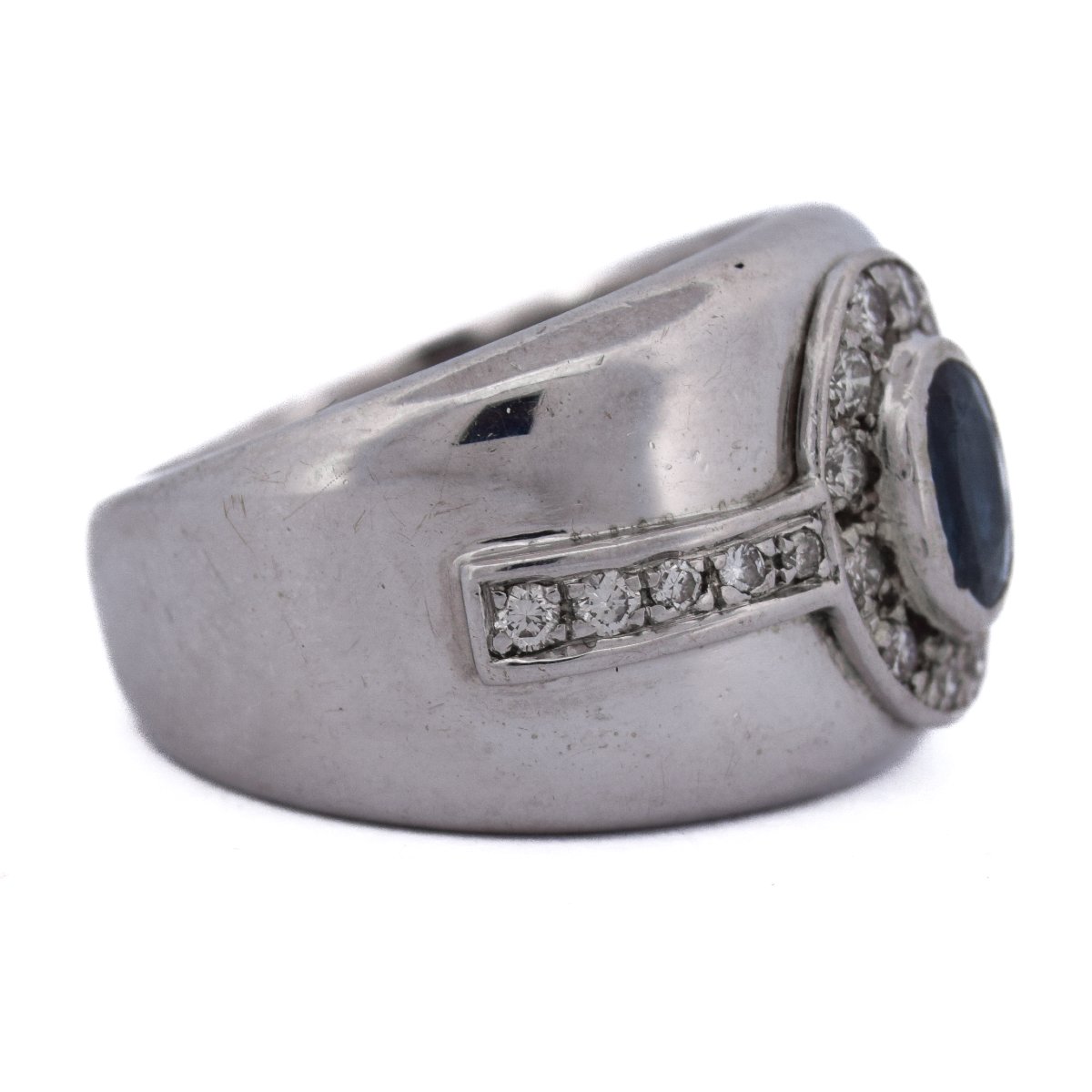 Anello Vintage Anni 90 in Oro 18 Carati con Zaffiro e Diamanti    AN498 112-368 (00419)-photo-5