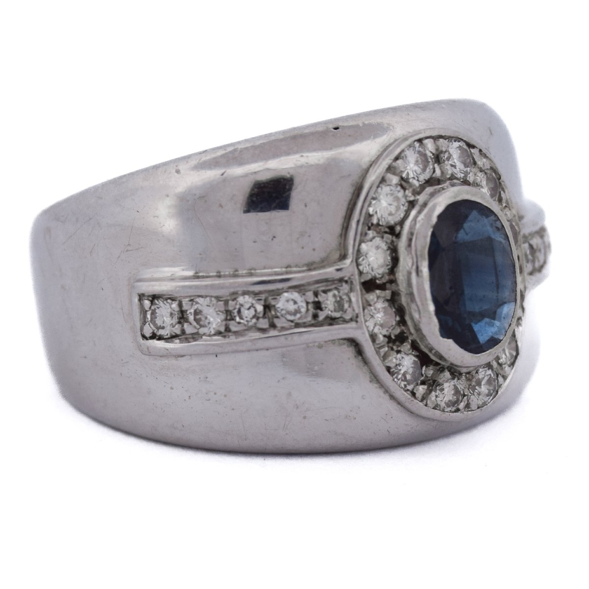 Anello Vintage Anni 90 in Oro 18 Carati con Zaffiro e Diamanti    AN498 112-368 (00419)-photo-7