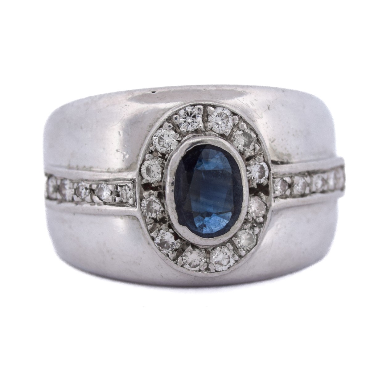 Anello Vintage Anni 90 in Oro 18 Carati con Zaffiro e Diamanti    AN498 112-368 (00419)