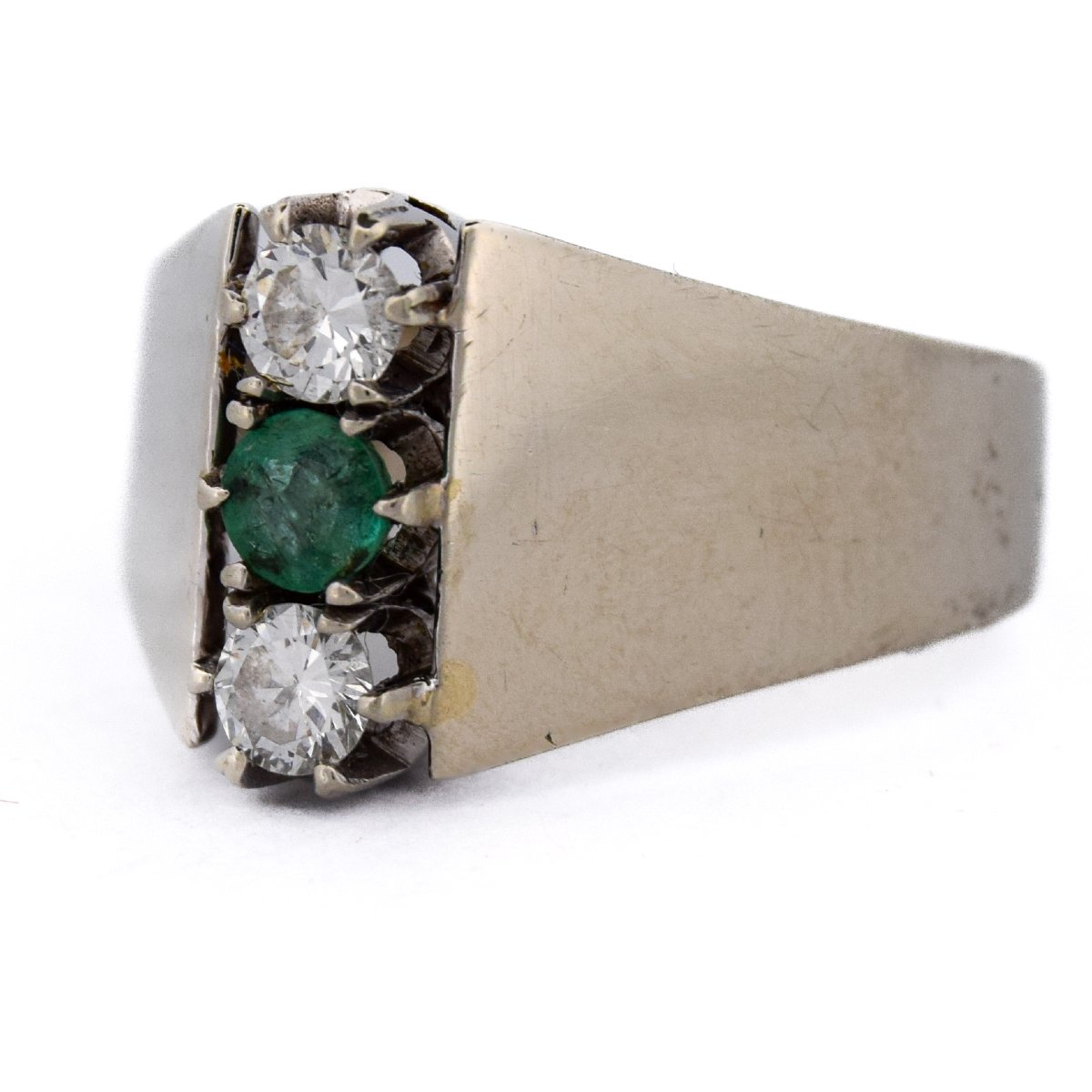 Anello Vintage in Oro 18 Carati con Smeraldo e Diamanti-photo-4