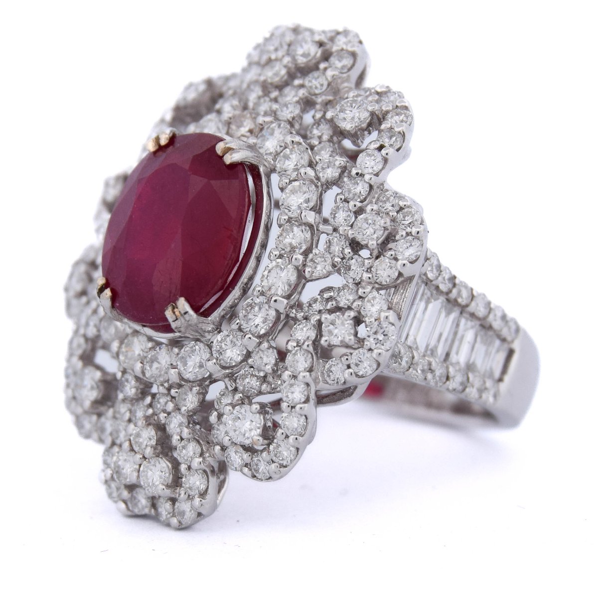 Elegante anello contemporaneo oro 18kt con rubino e diamanti      AN65 (00239)-photo-2