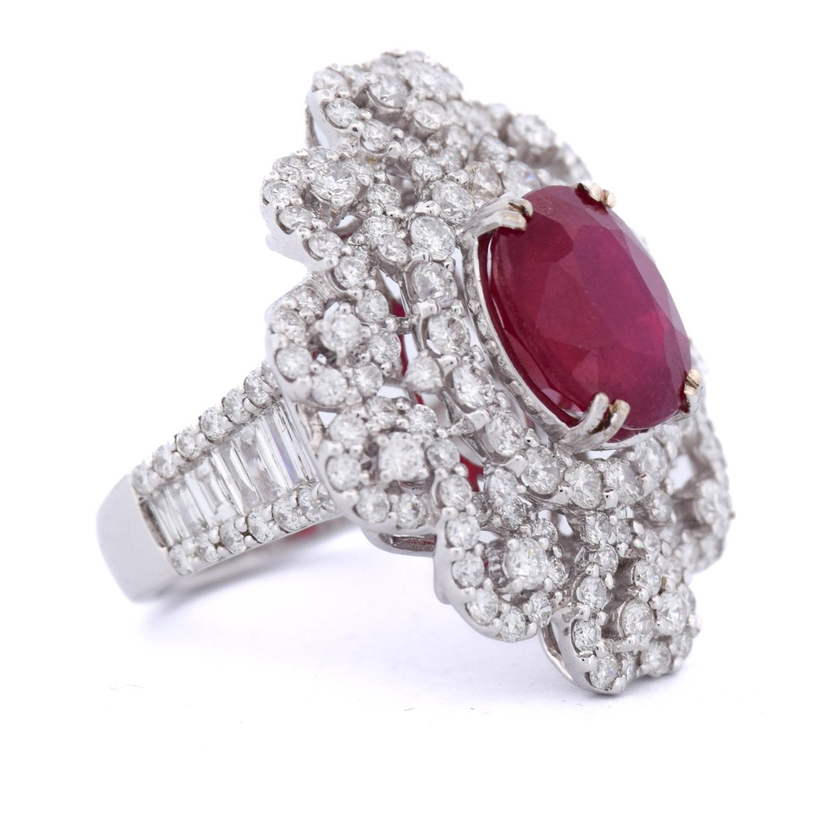 Elegante anello contemporaneo oro 18kt con rubino e diamanti      AN65 (00239)-photo-4