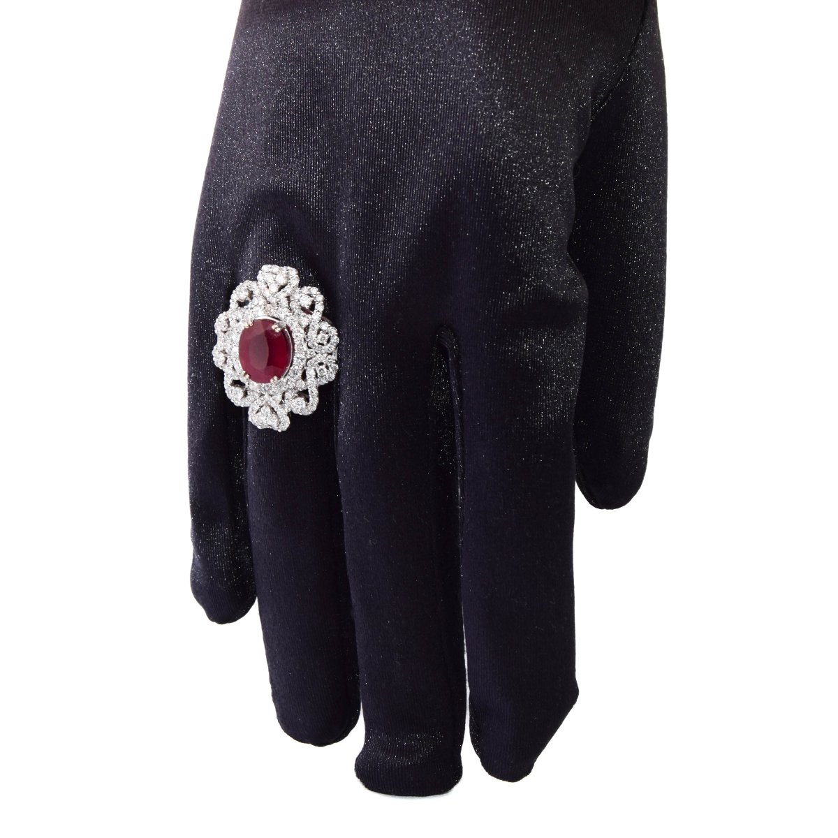 Elegante anello contemporaneo oro 18kt con rubino e diamanti      AN65 (00239)-photo-2