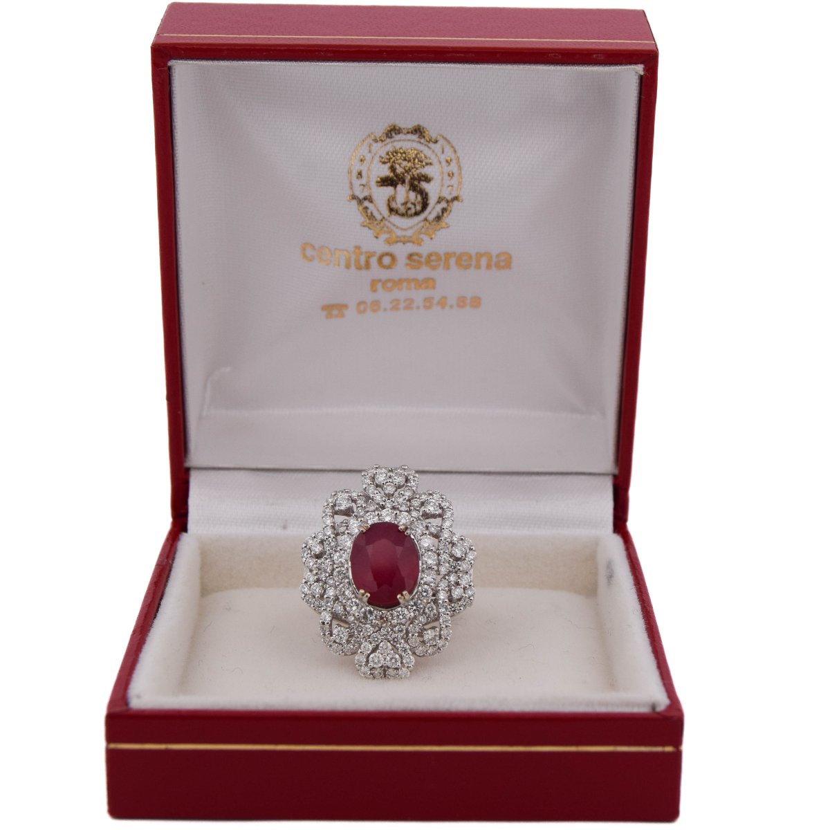 Elegante anello contemporaneo oro 18kt con rubino e diamanti      AN65 (00239)-photo-3