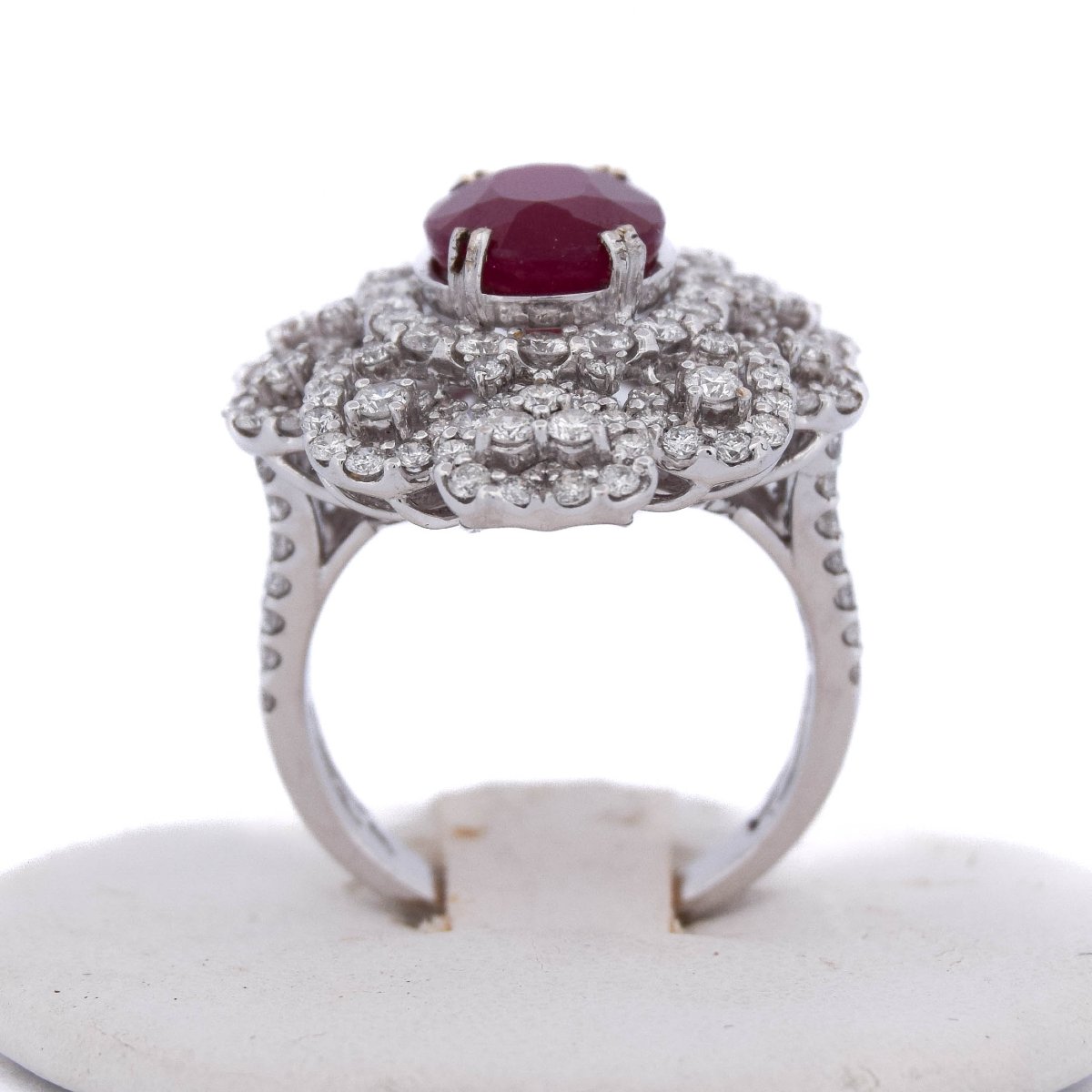 Elegante anello contemporaneo oro 18kt con rubino e diamanti      AN65 (00239)-photo-5