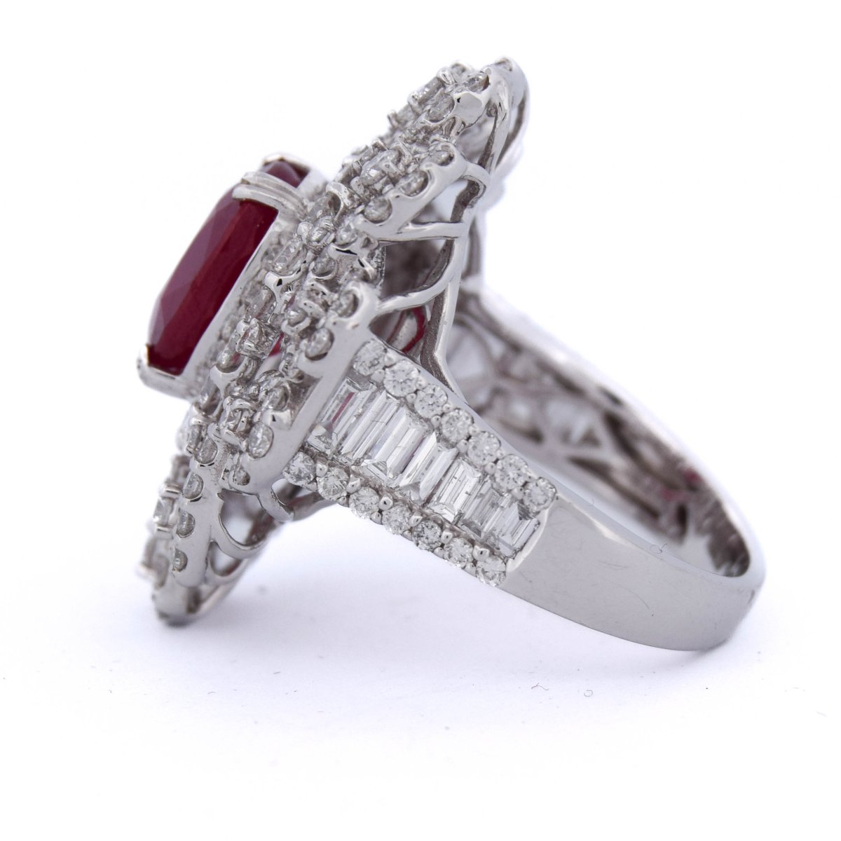 Elegante anello contemporaneo oro 18kt con rubino e diamanti      AN65 (00239)-photo-6