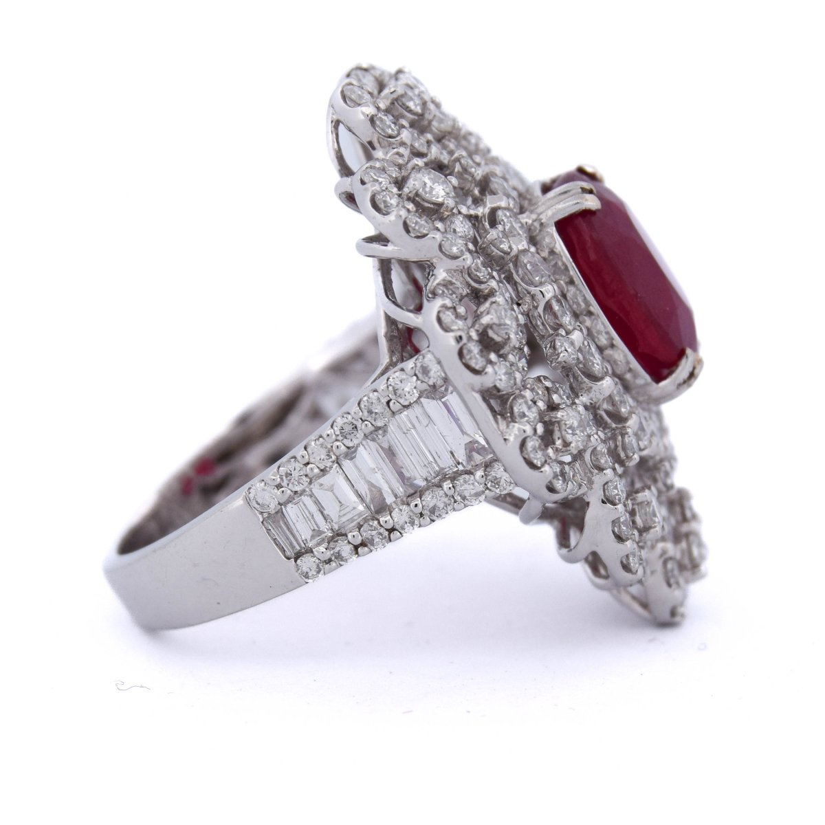 Elegante anello contemporaneo oro 18kt con rubino e diamanti      AN65 (00239)-photo-7