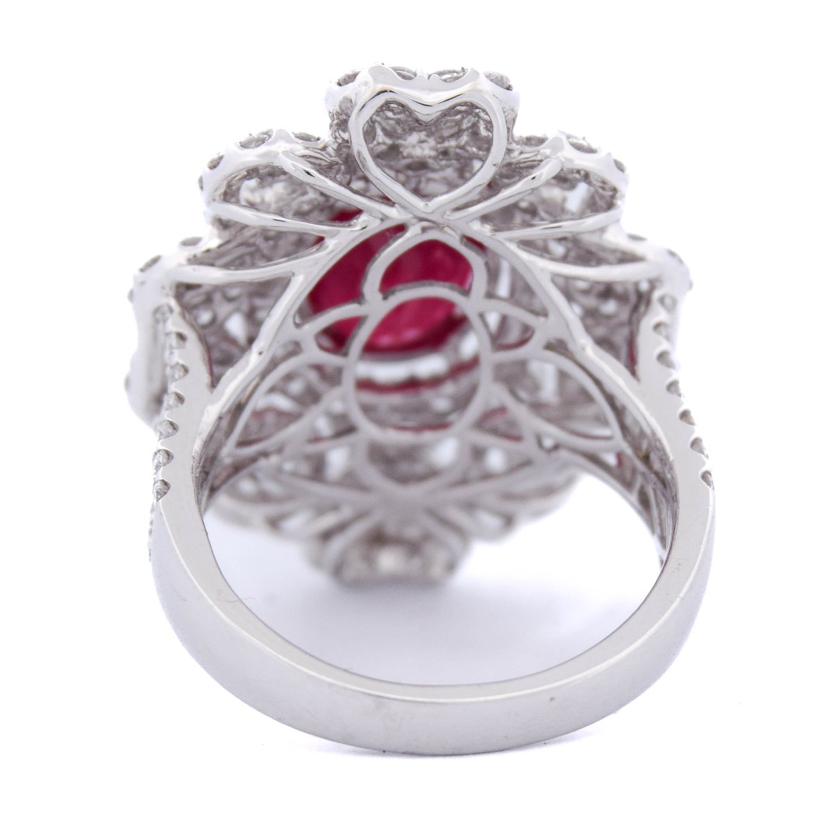 Elegante anello contemporaneo oro 18kt con rubino e diamanti      AN65 (00239)-photo-8