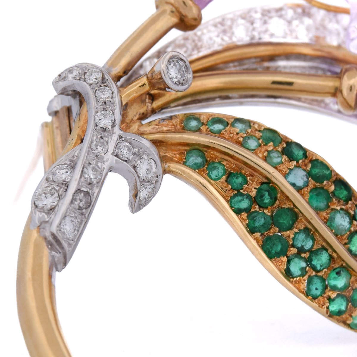 Spilla in oro 18 kt con diamanti e smeraldi       SP32 116-52 (00929)-photo-3