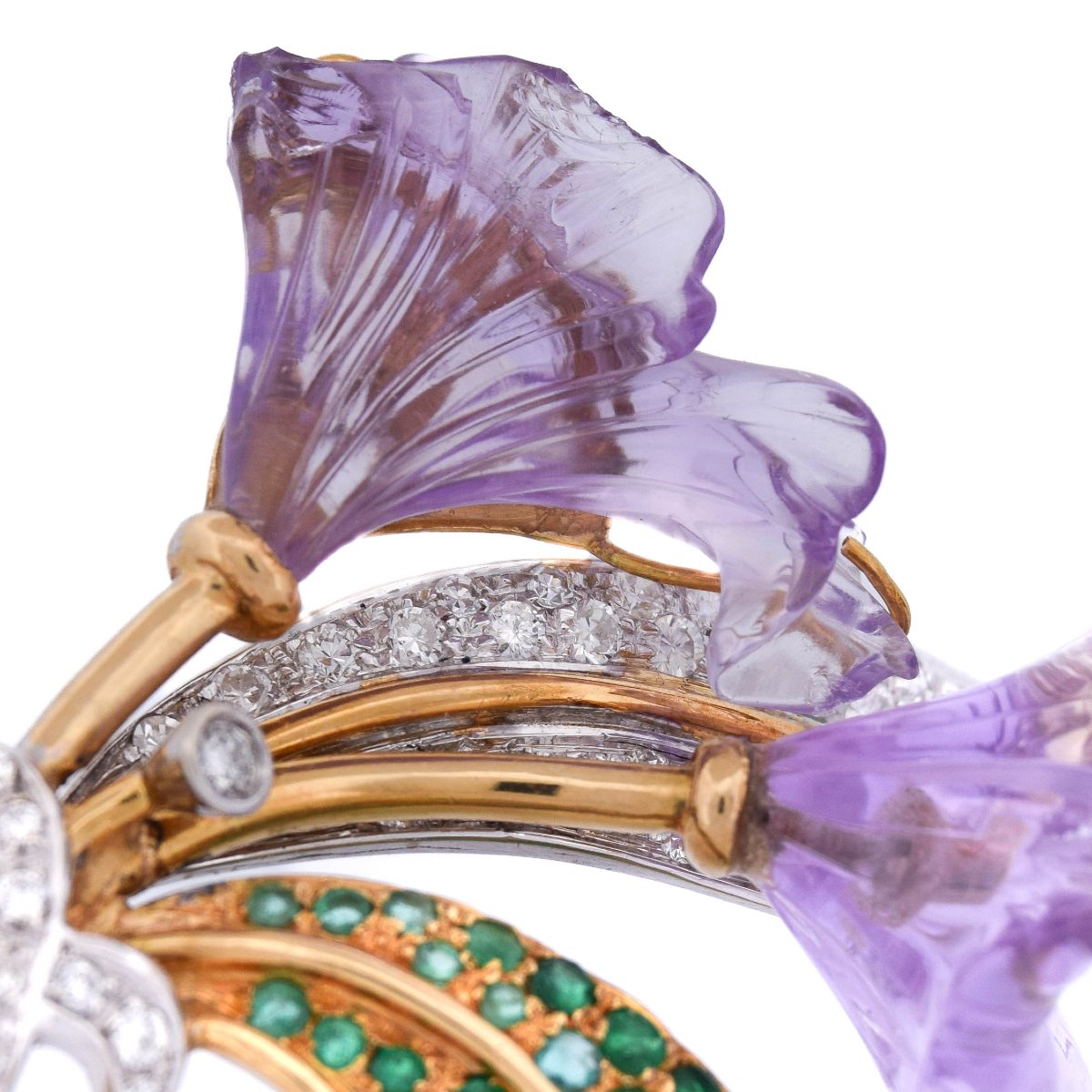 Spilla in oro 18 kt con diamanti e smeraldi       SP32 116-52 (00929)-photo-4