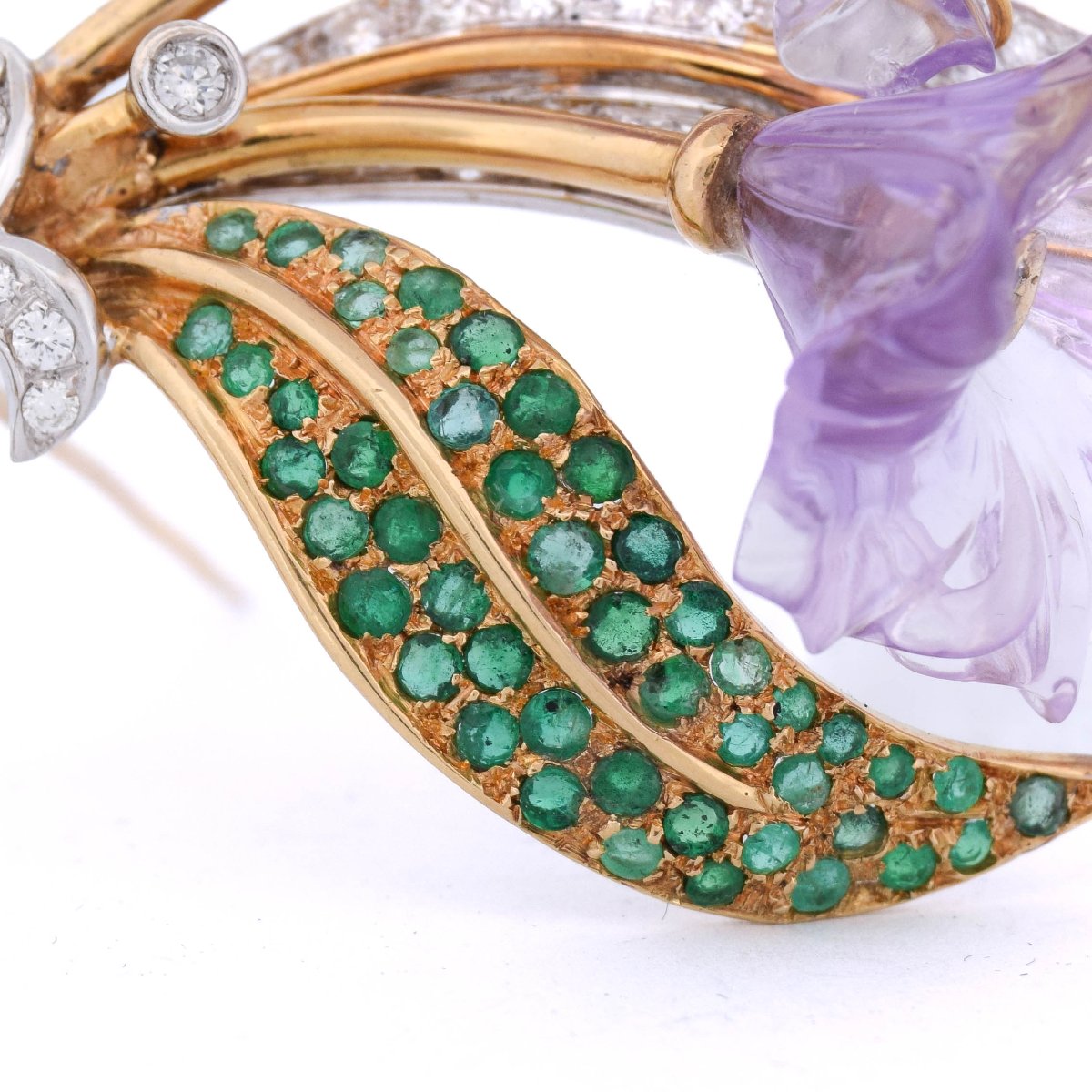 Spilla in oro 18 kt con diamanti e smeraldi       SP32 116-52 (00929)-photo-1