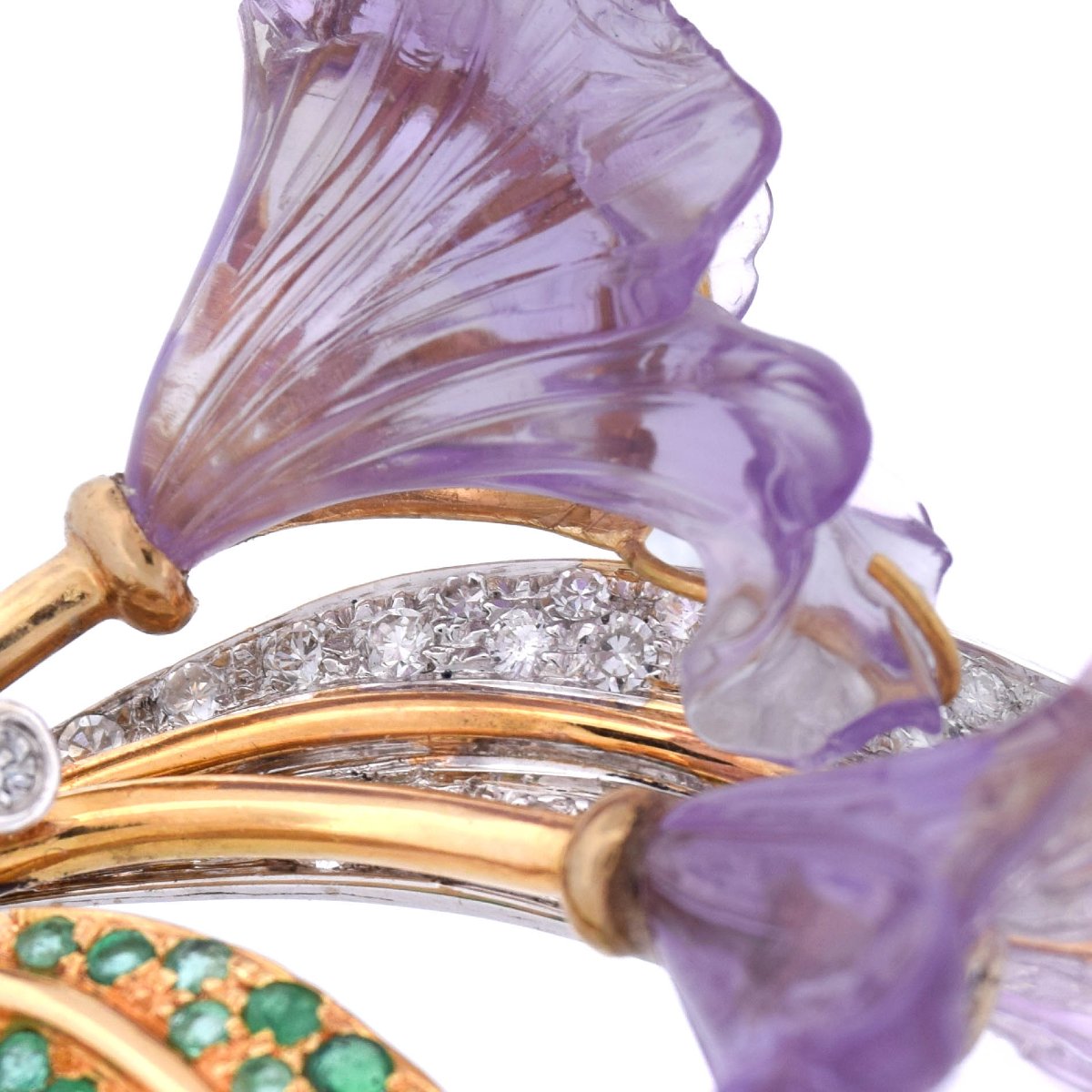 Spilla in oro 18 kt con diamanti e smeraldi       SP32 116-52 (00929)-photo-2