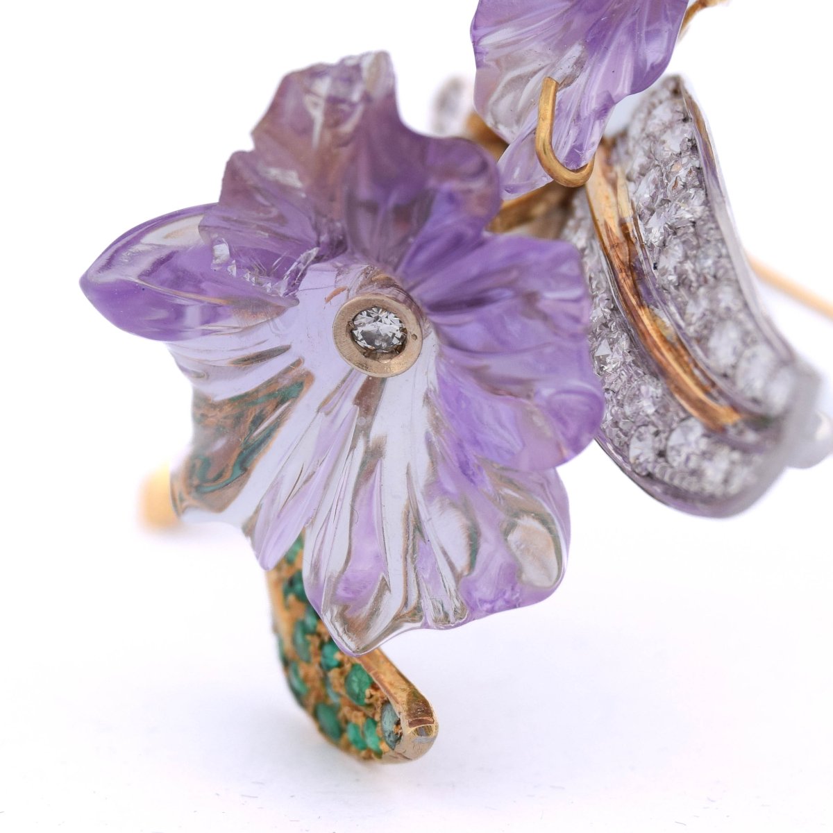 Spilla in oro 18 kt con diamanti e smeraldi       SP32 116-52 (00929)-photo-4