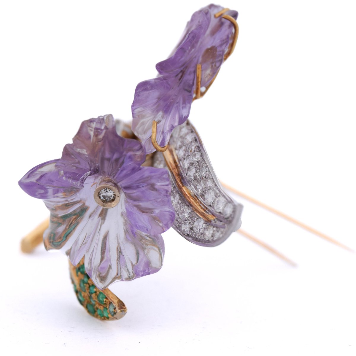 Spilla in oro 18 kt con diamanti e smeraldi       SP32 116-52 (00929)-photo-5