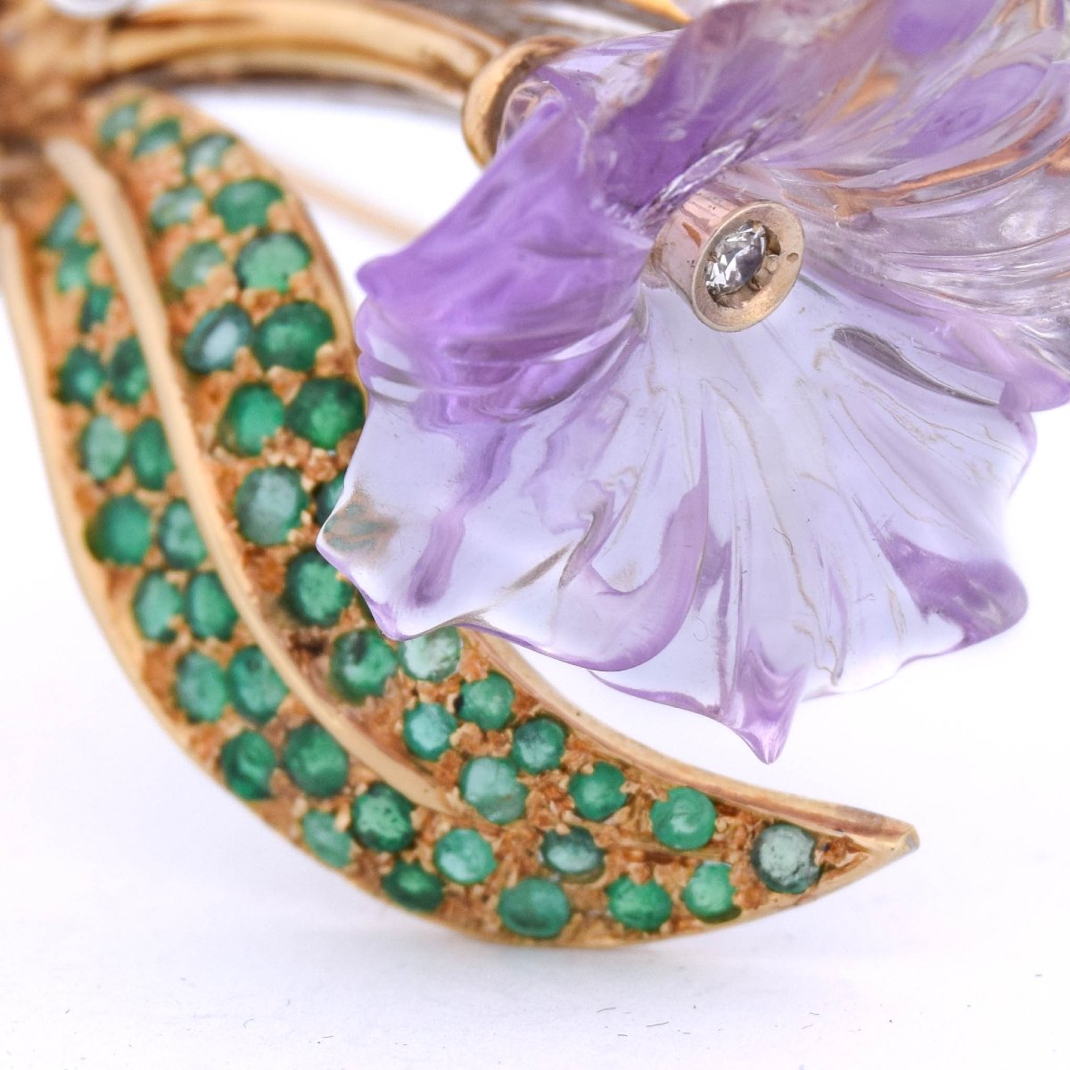 Spilla in oro 18 kt con diamanti e smeraldi       SP32 116-52 (00929)-photo-6