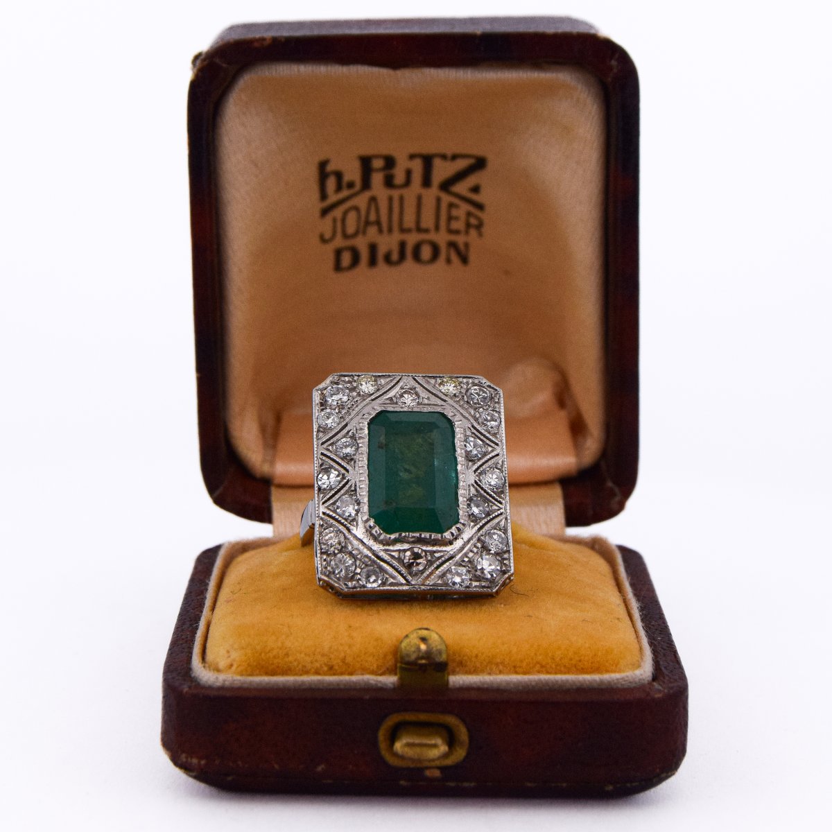 Anello in platino 950 con smeraldo e diamanti    AN285 (00029)-photo-1