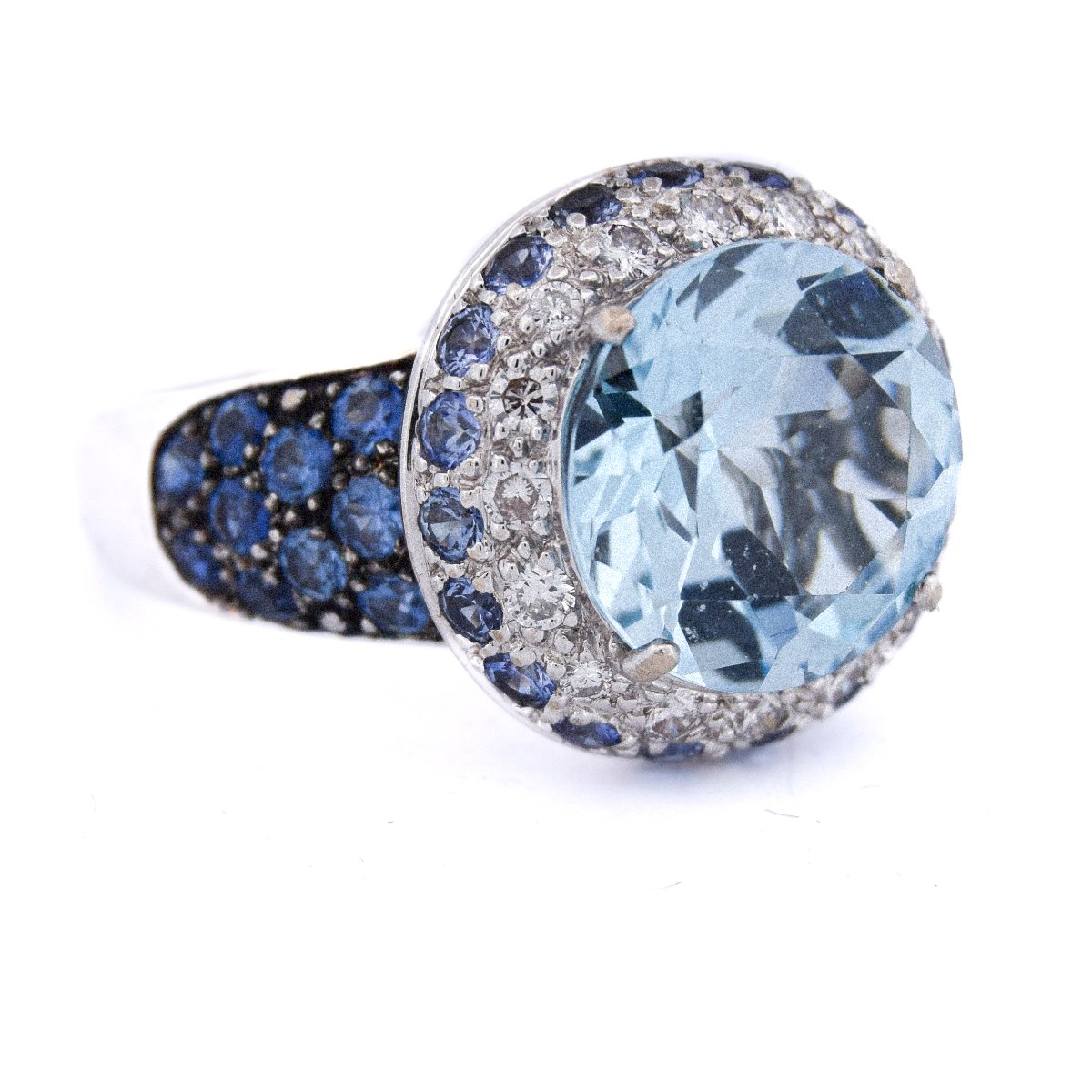 Anello in oro 18 kt topazio zaffiri diamanti   AN421 (00619)-photo-3