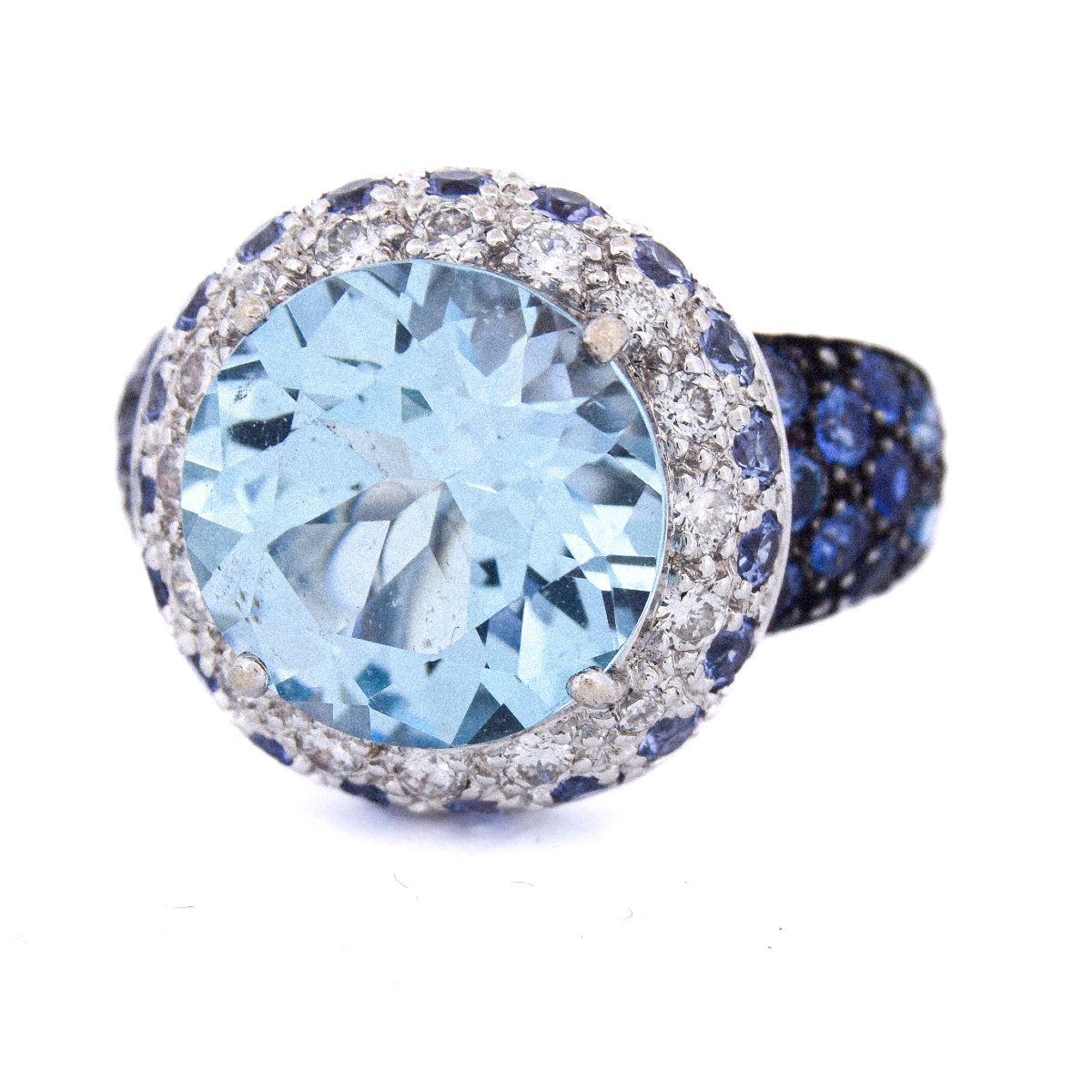 Anello in oro 18 kt topazio zaffiri diamanti   AN421 (00619)-photo-1