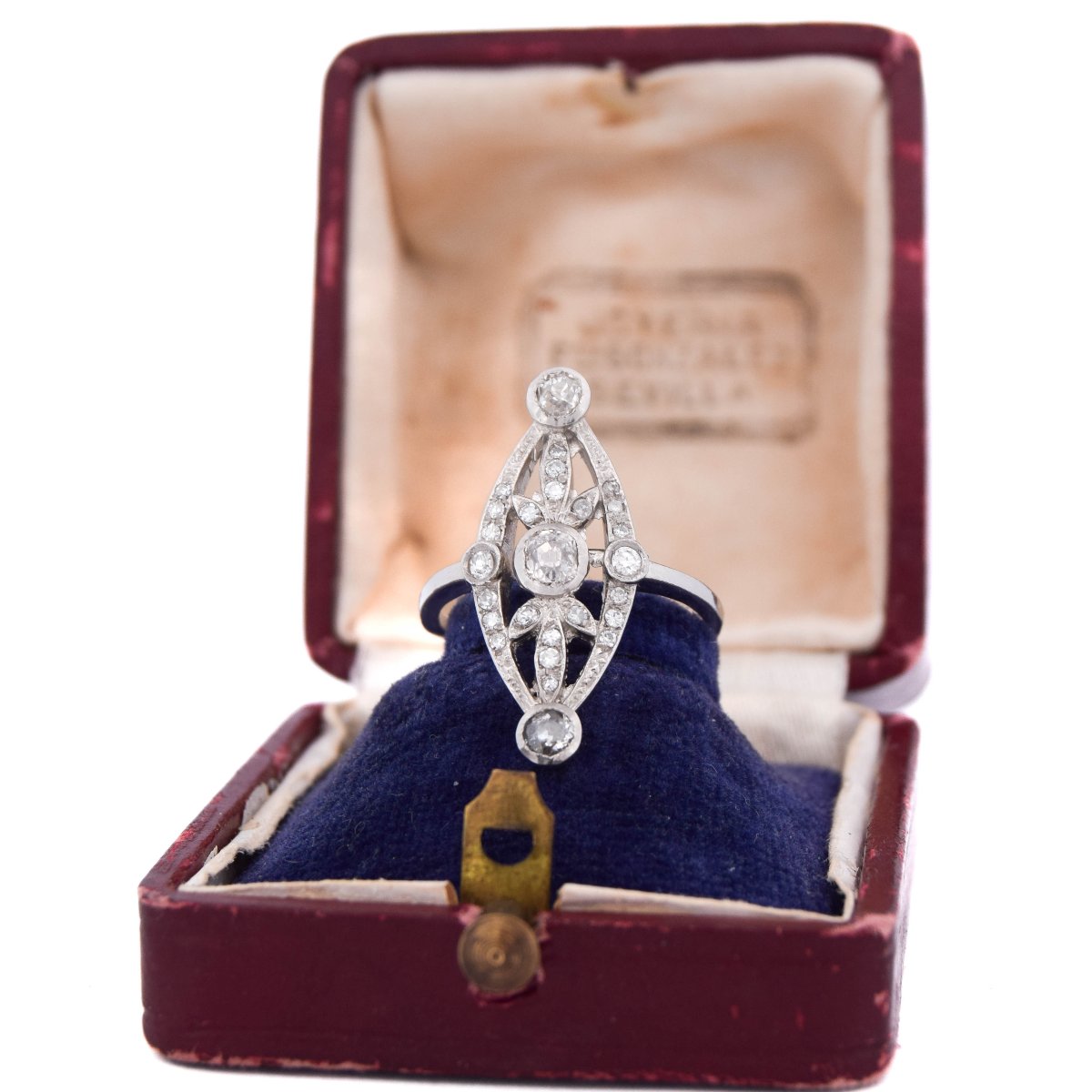 Anello Art Déco in platino con diamanti   AN458 (0579)-photo-2