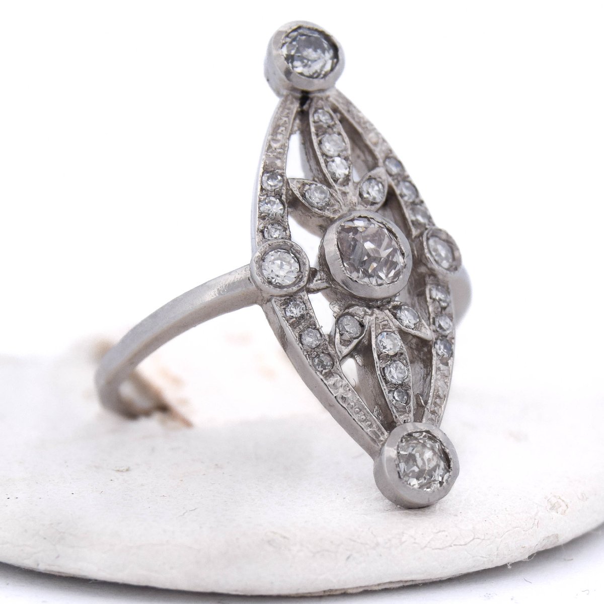 Anello Art Déco in platino con diamanti   AN458 (0579)-photo-3