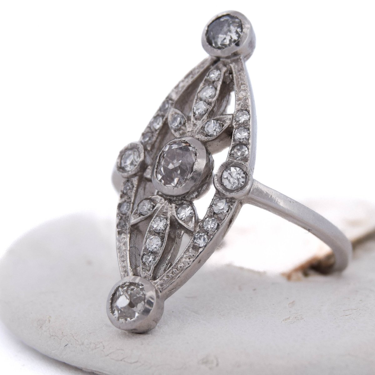 Anello Art Déco in platino con diamanti   AN458 (0579)-photo-4