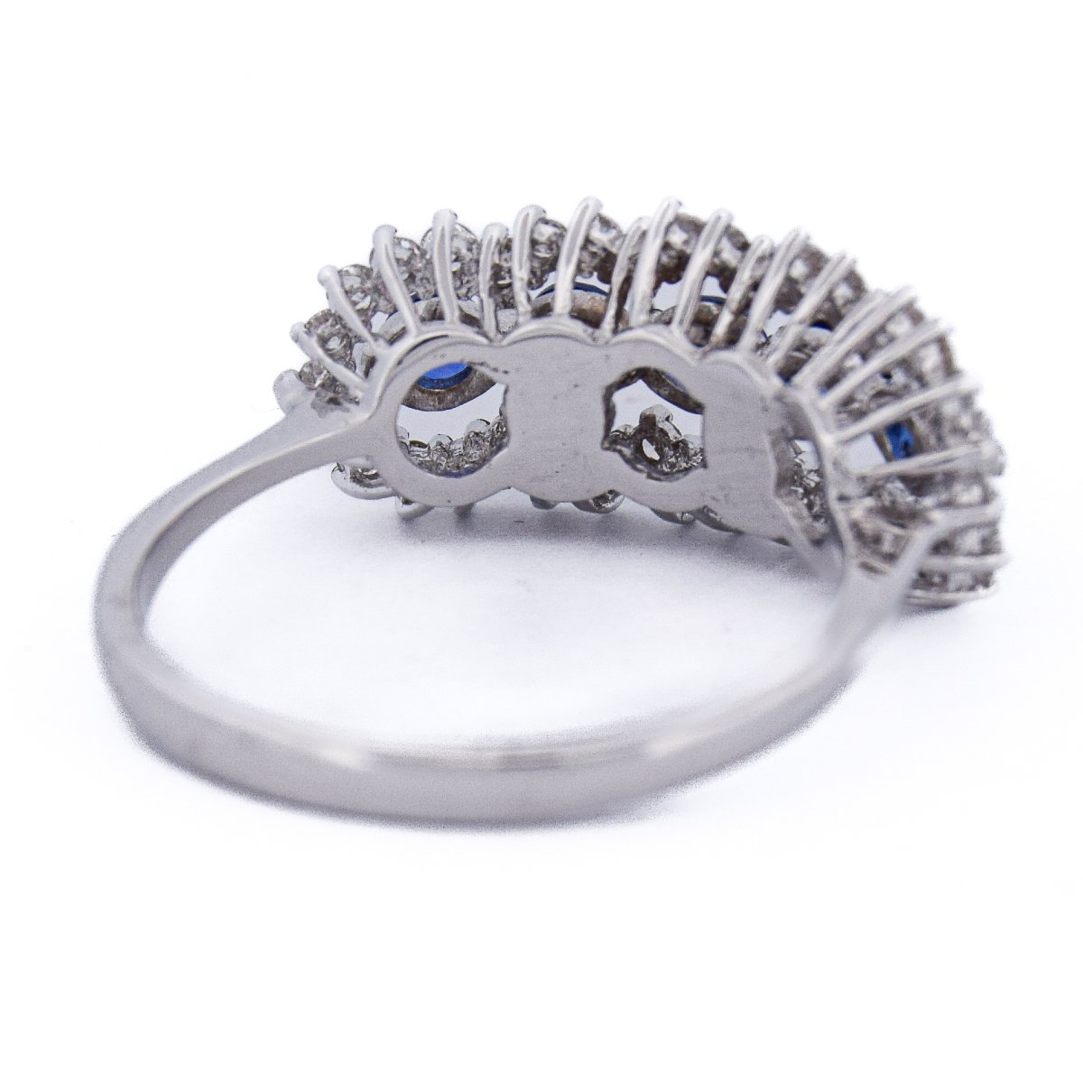 Anello Contemporaneo Oro Bianco 18 kt con Zaffiri e Diamanti   AN384 (5179)-photo-3