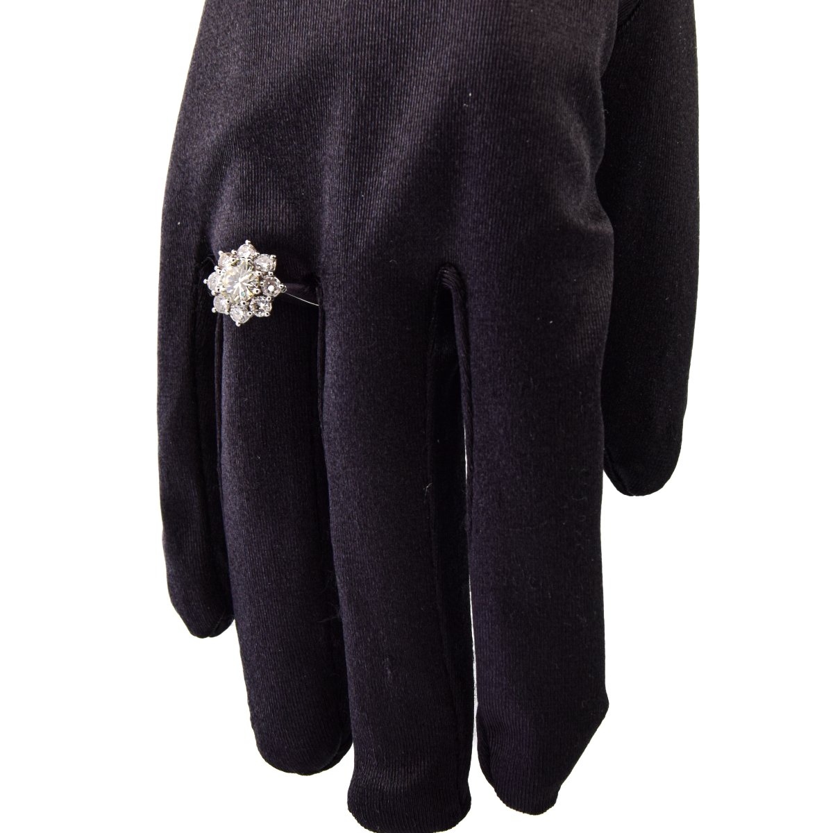 Anello Vintage Oro Bianco 18 kt con Diamanti a Margherita   AN375 (00329)-photo-2