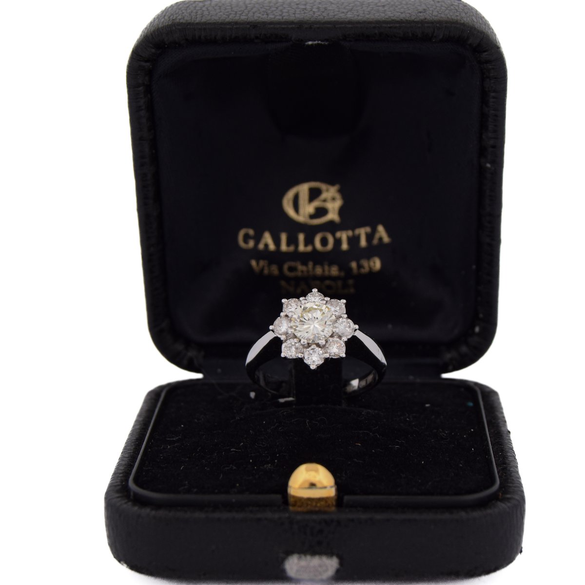 Anello Vintage Oro Bianco 18 kt con Diamanti a Margherita   AN375 (00329)-photo-3