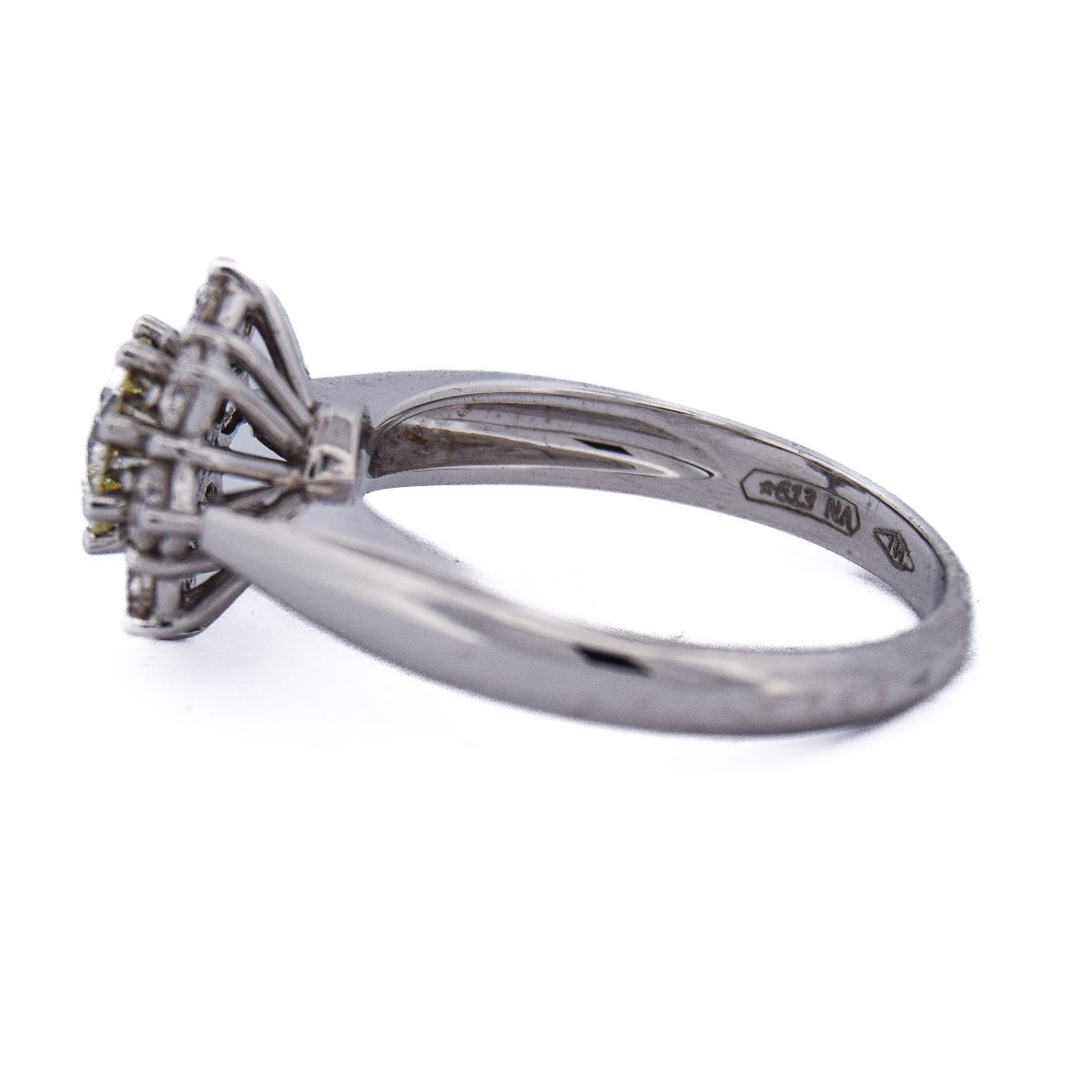 Anello Vintage Oro Bianco 18 kt con Diamanti a Margherita   AN375 (00329)-photo-4