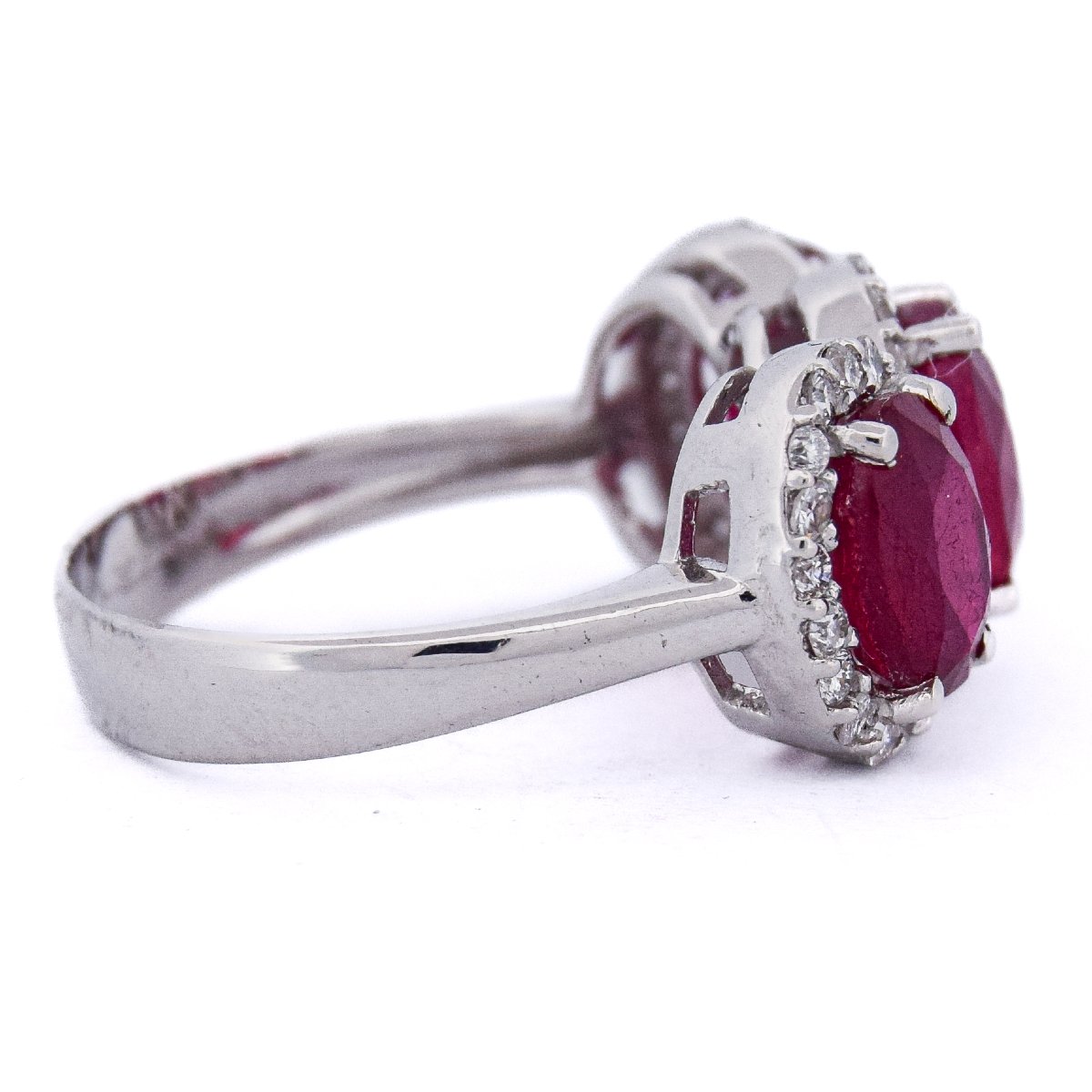 Anello Vintage Oro Bianco 18 kt con Rubini e Diamanti Trilogy    AN351 (07019)-photo-2