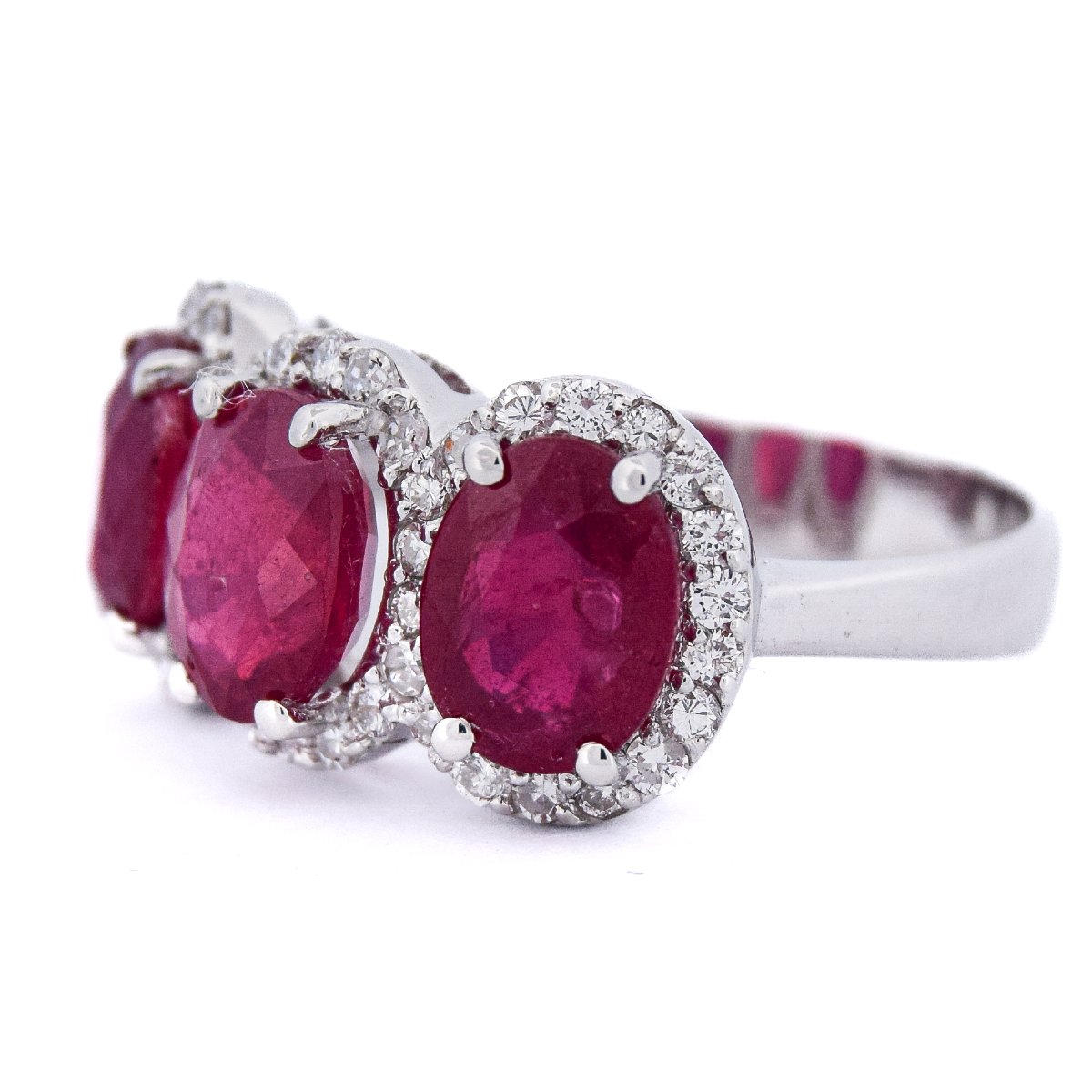 Anello Vintage Oro Bianco 18 kt con Rubini e Diamanti Trilogy    AN351 (07019)-photo-1