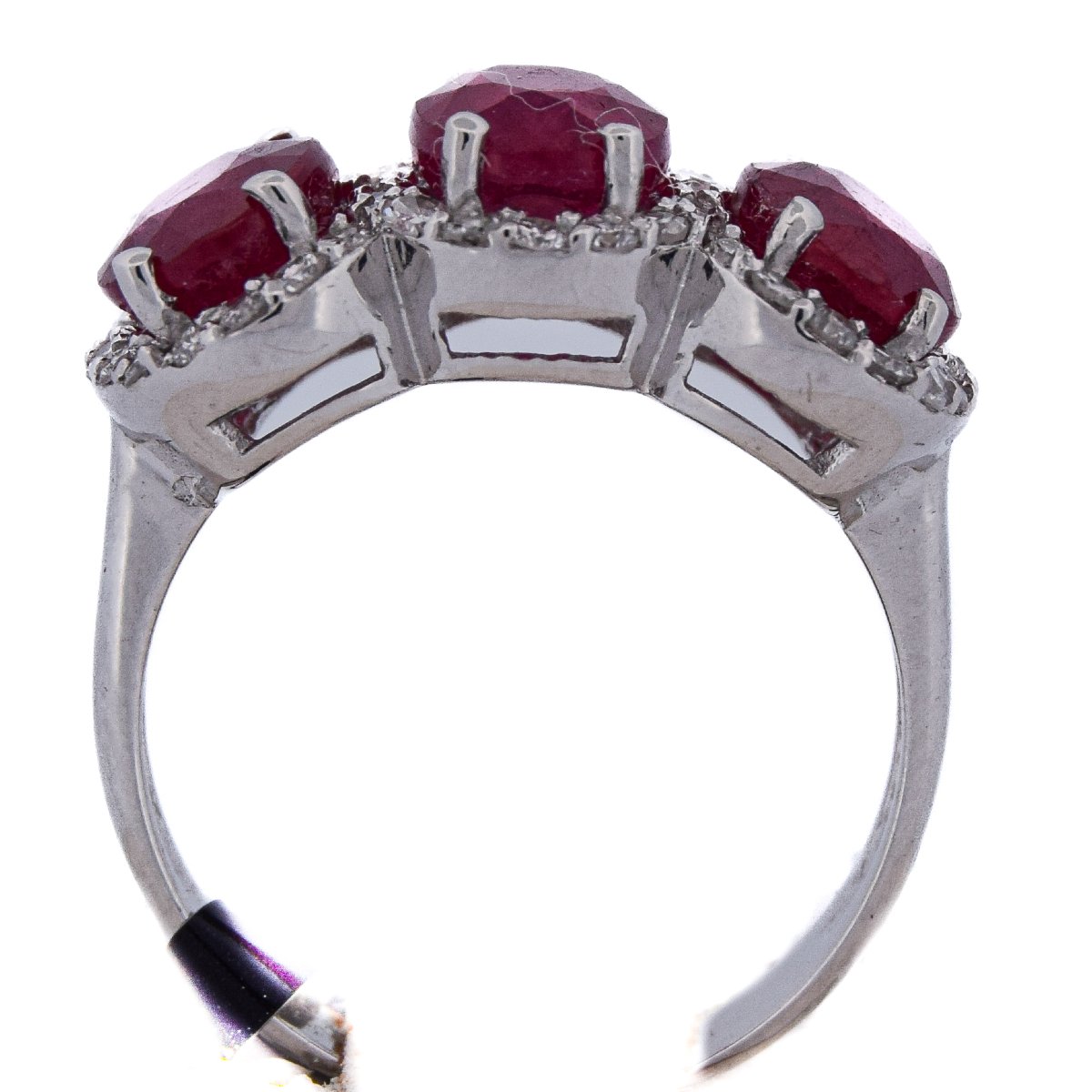Anello Vintage Oro Bianco 18 kt con Rubini e Diamanti Trilogy    AN351 (07019)-photo-4